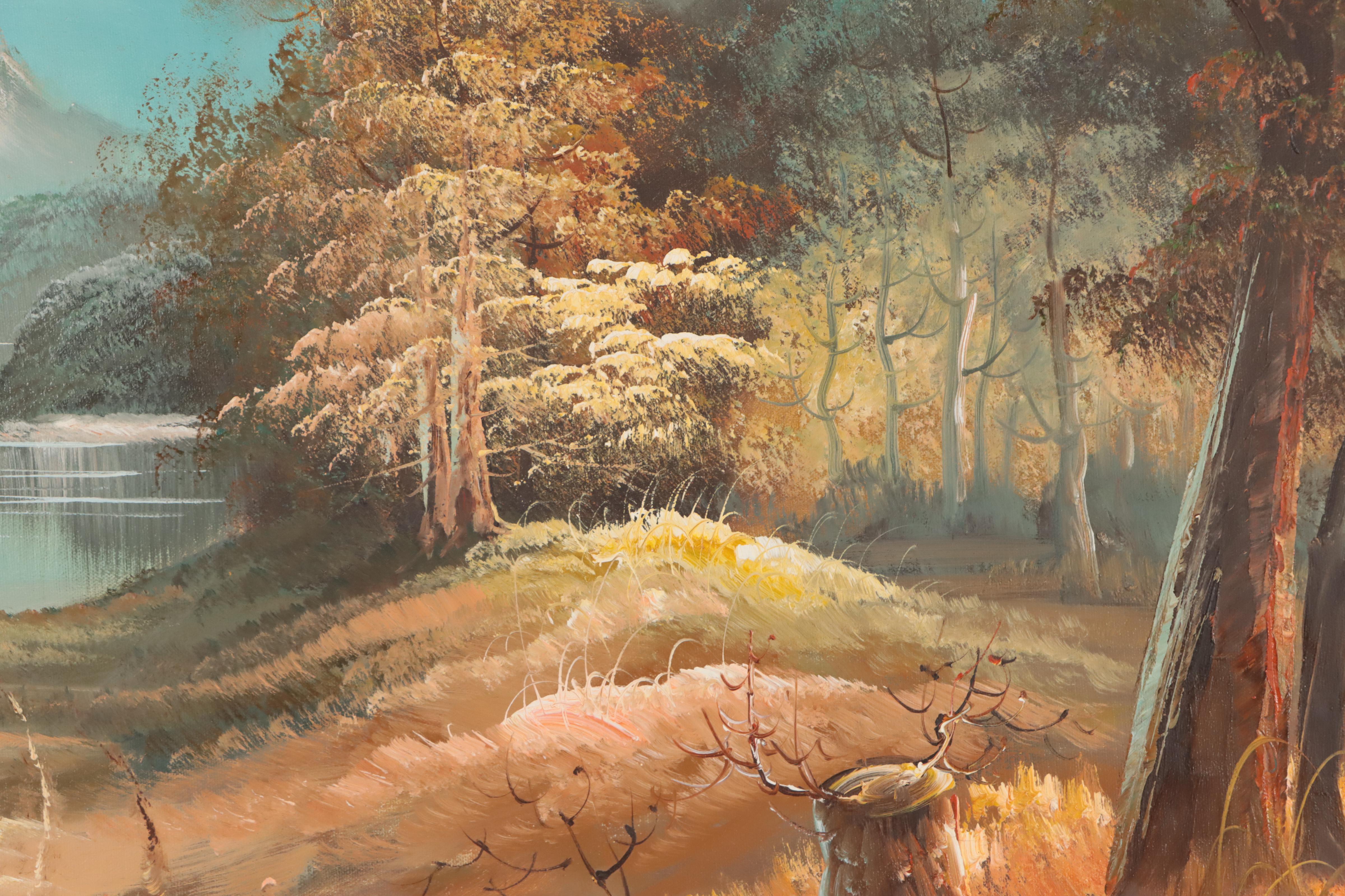 Woodland Mountain Landscape Oil Painting