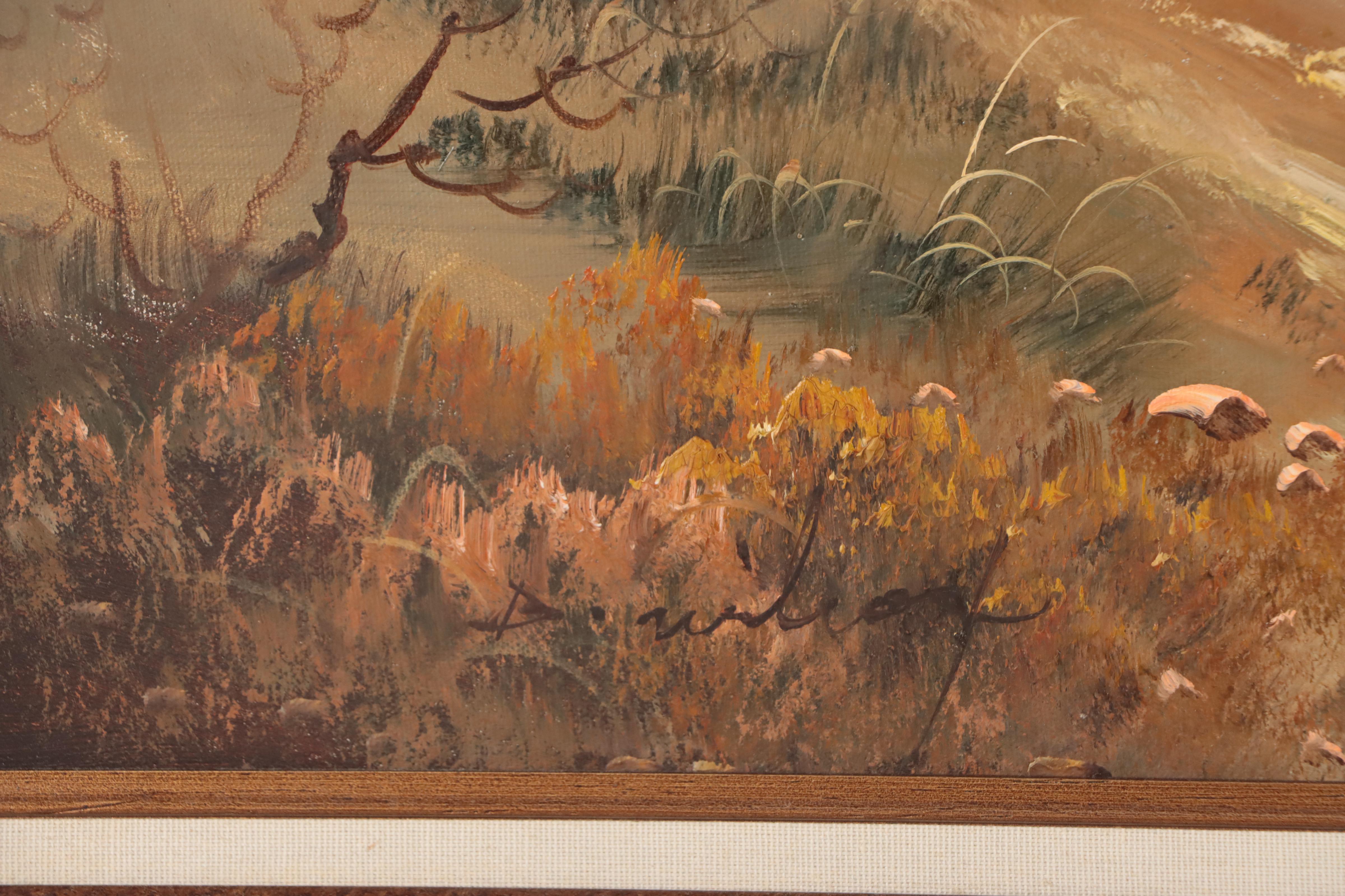 Woodland Mountain Landscape Oil Painting