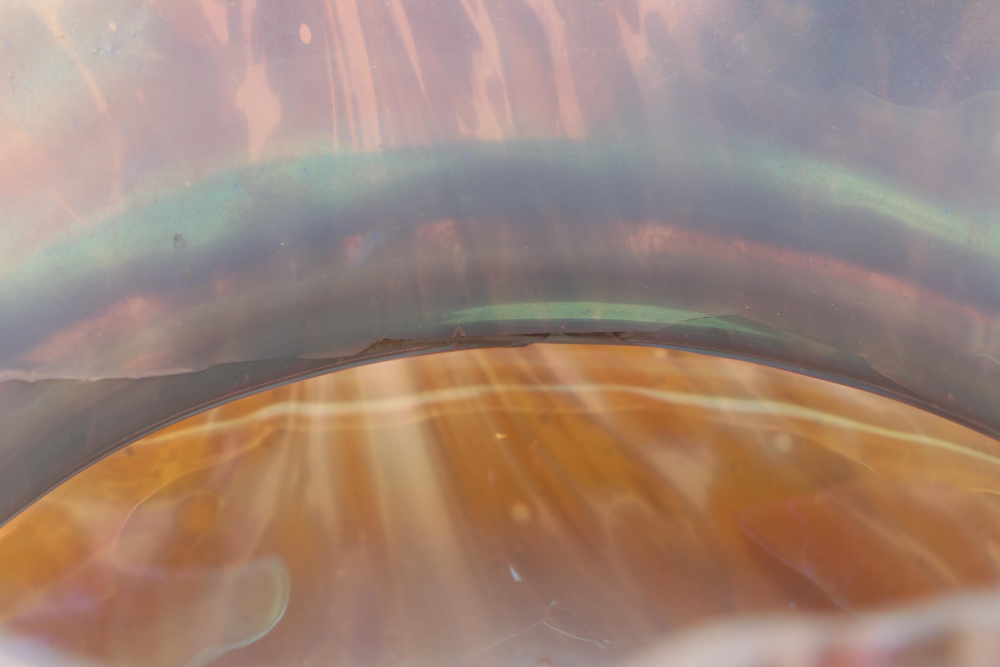 Bohemian Art Nouveau Pewter-Mounted Iridescent Art Glass Vase, Probably Loetz