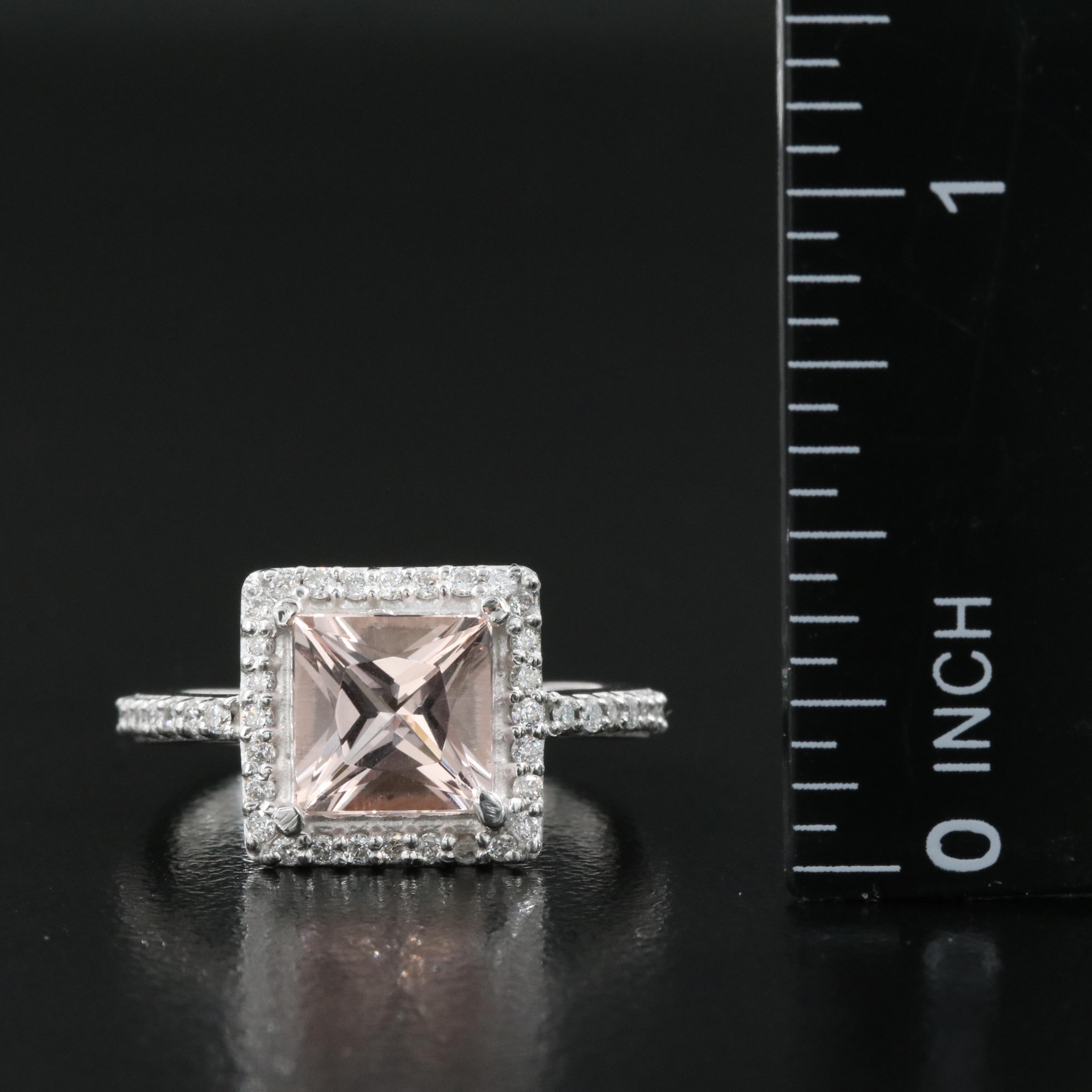 Platinum Morganite and Diamond Ring