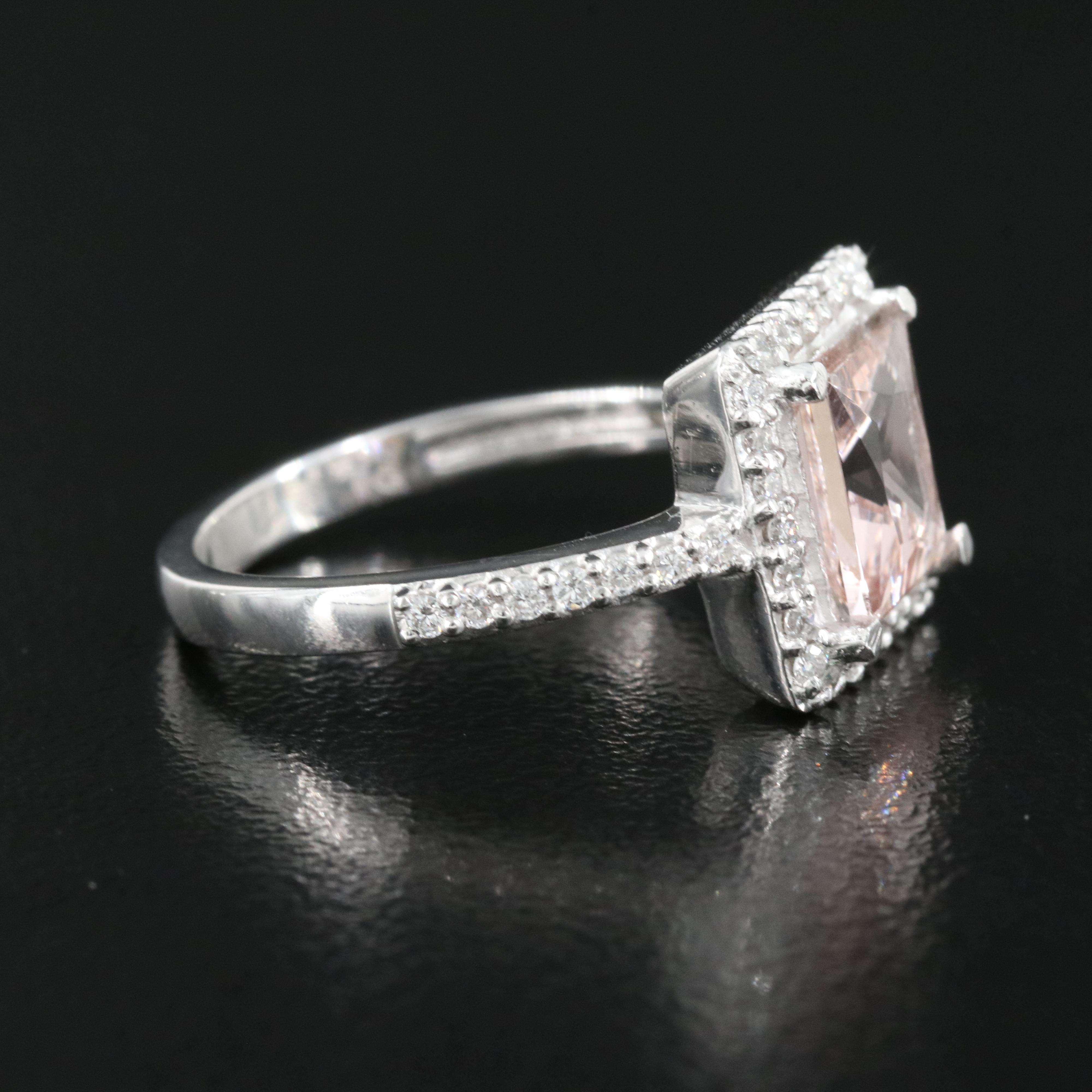 Platinum Morganite and Diamond Ring
