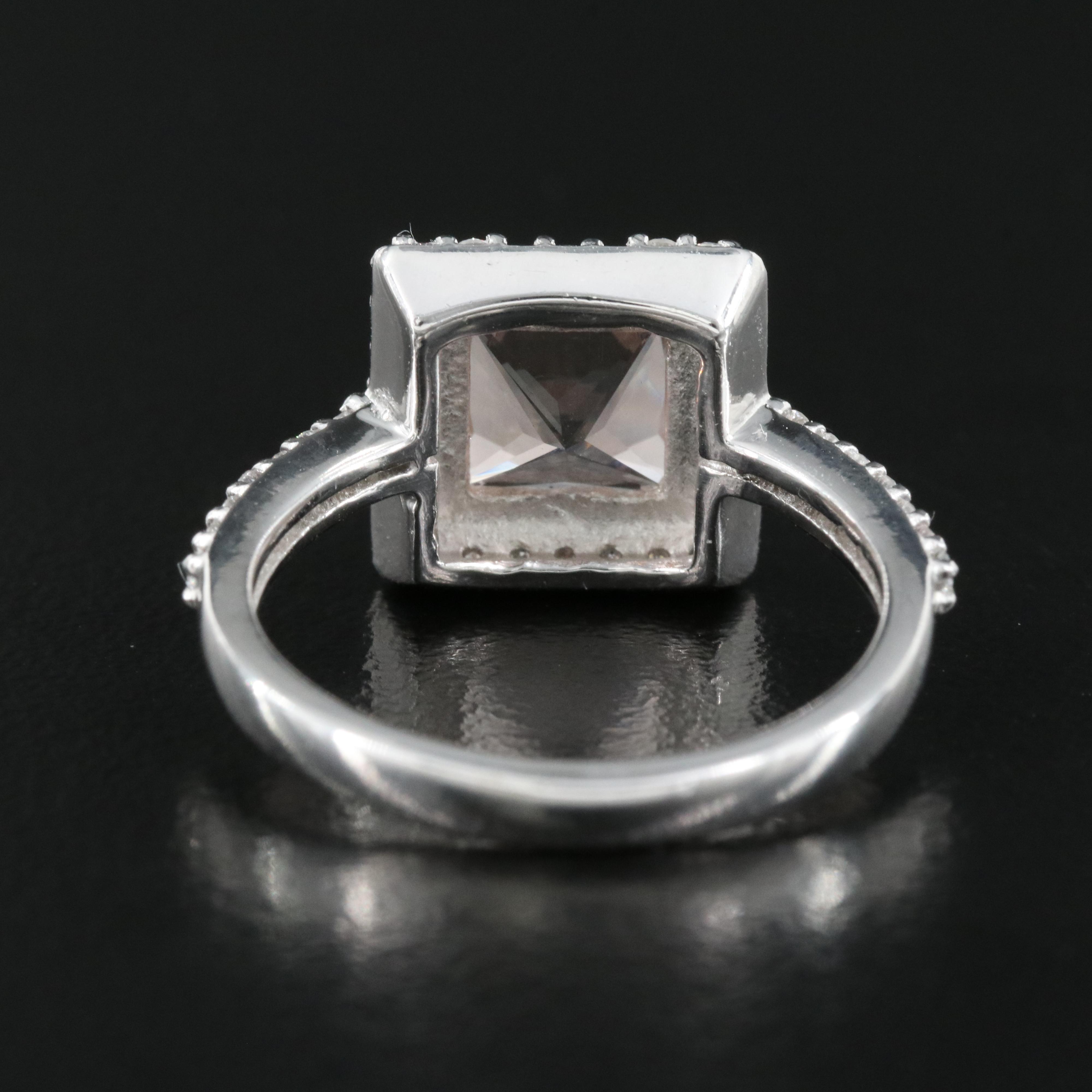 Platinum Morganite and Diamond Ring