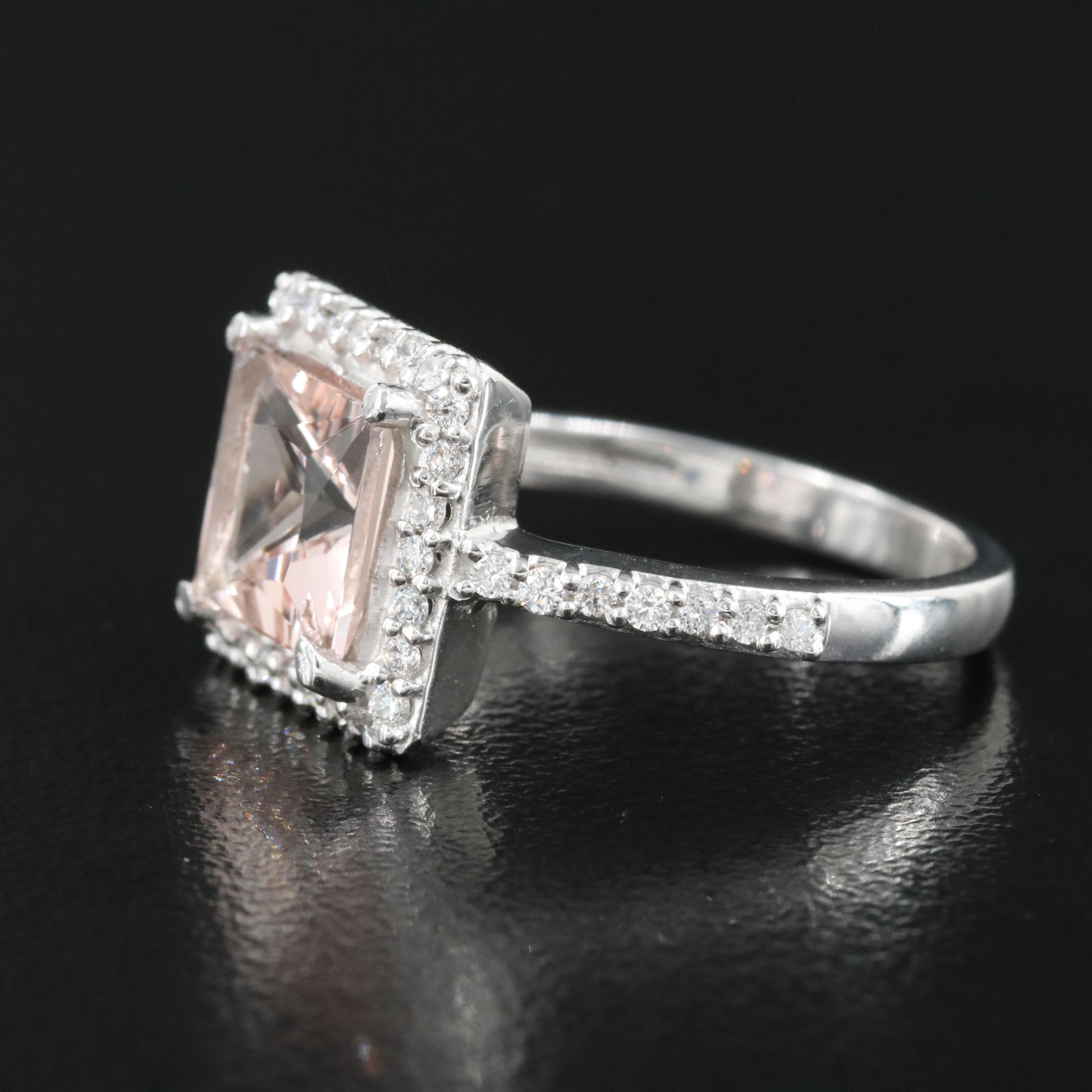 Platinum Morganite and Diamond Ring