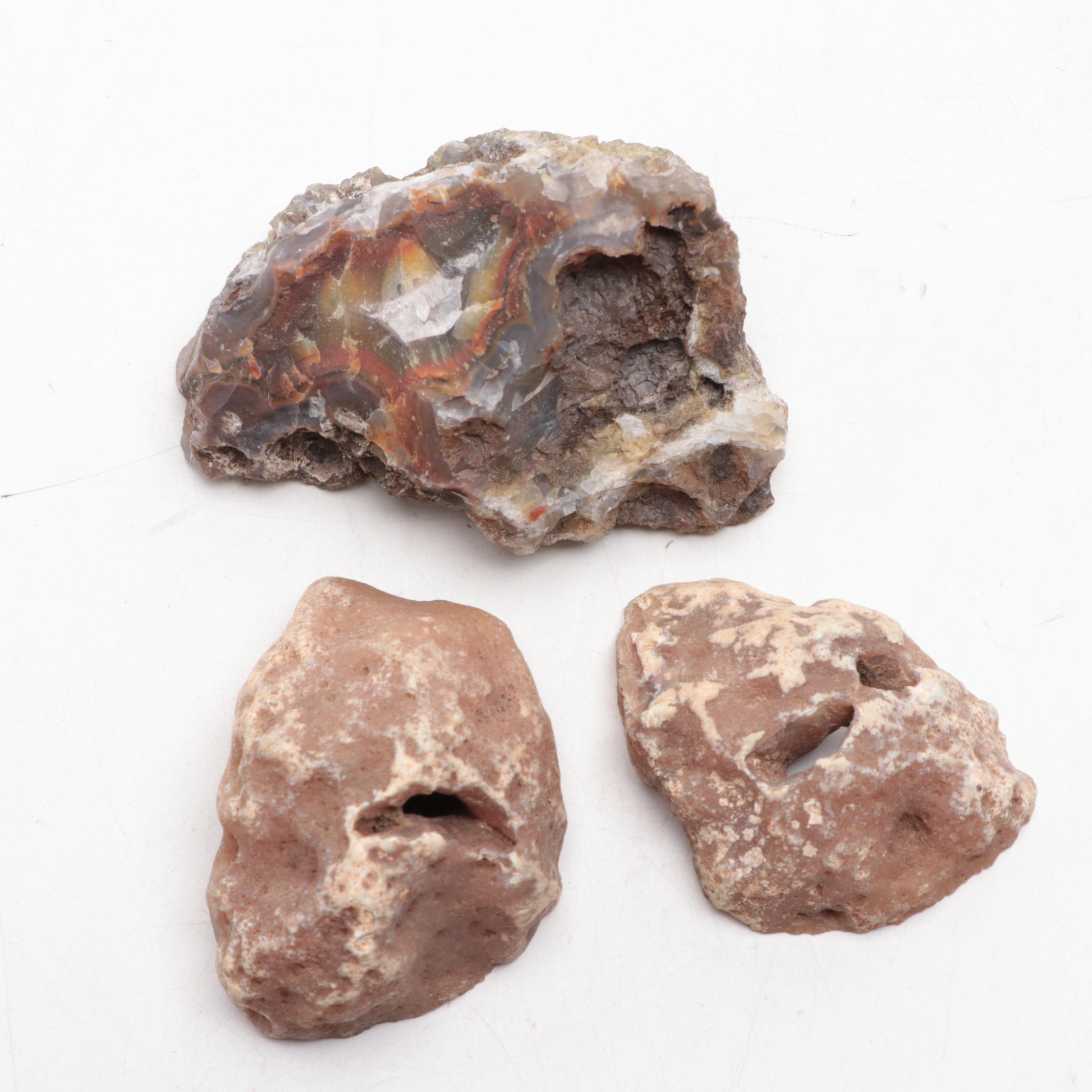 Brazilian and Other Partially Polished and Dyed Agate Specimens