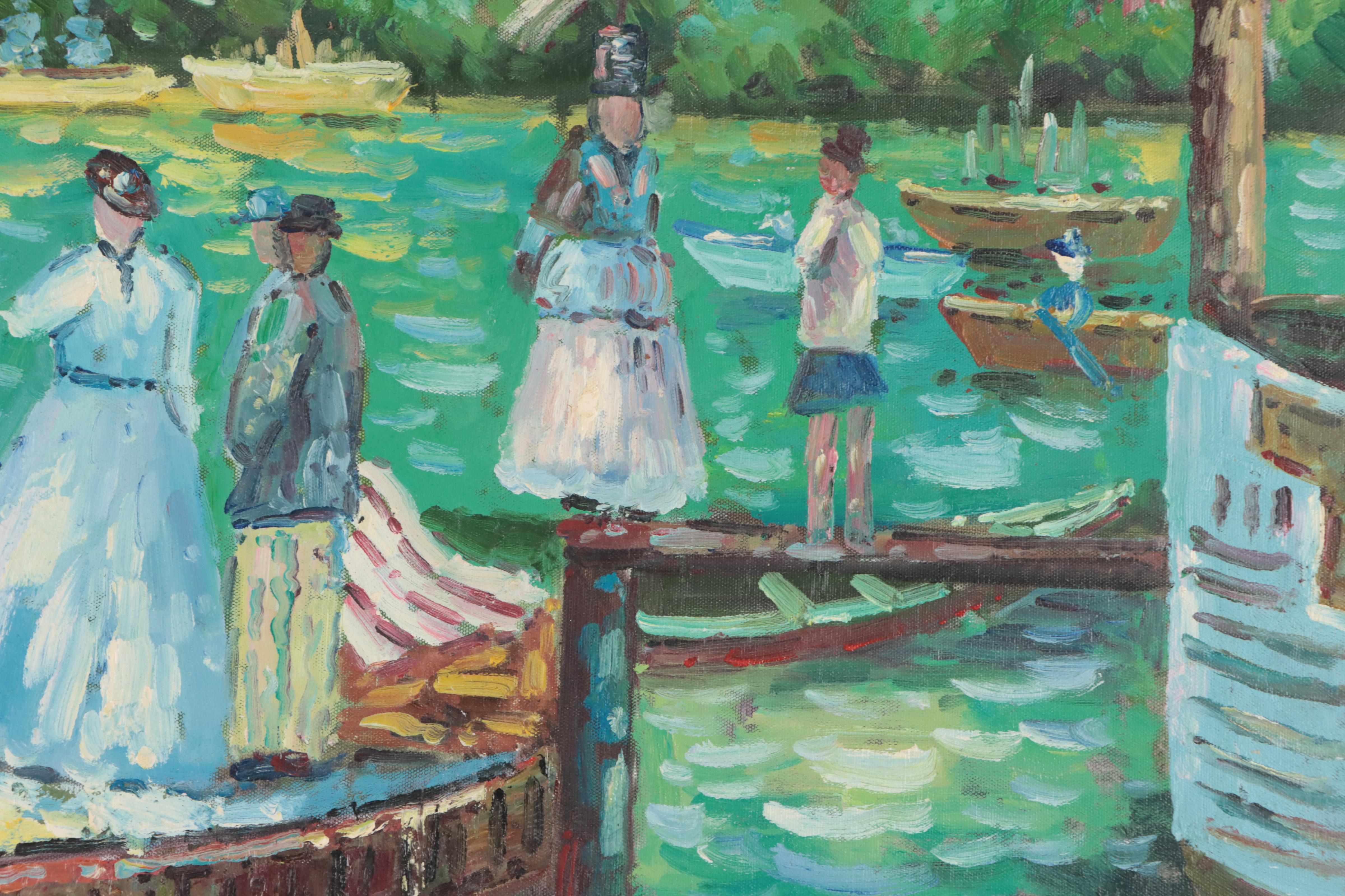 Impressionist Style Oil Painting After Renoir "La Grenouillere"