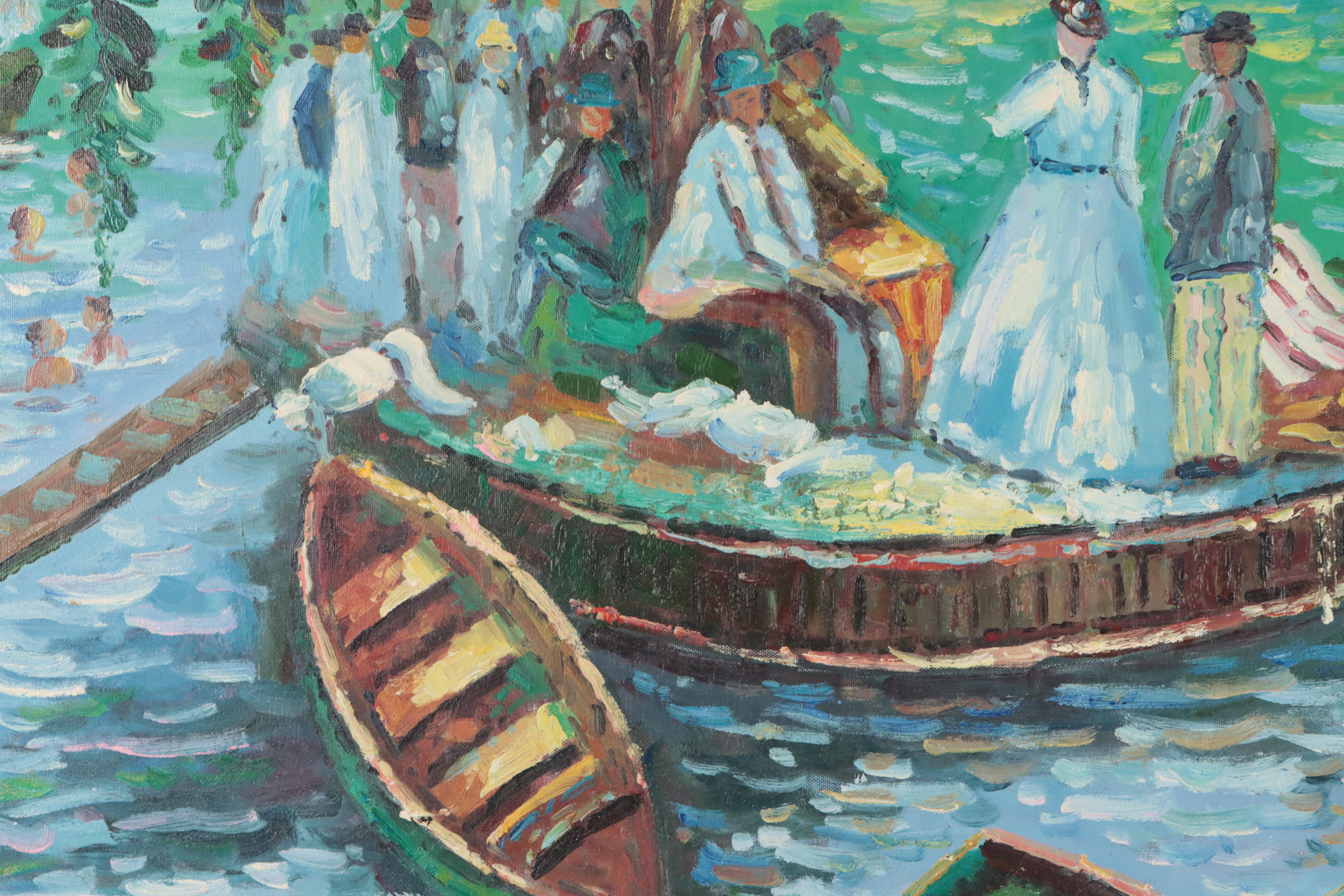 Impressionist Style Oil Painting After Renoir "La Grenouillere"