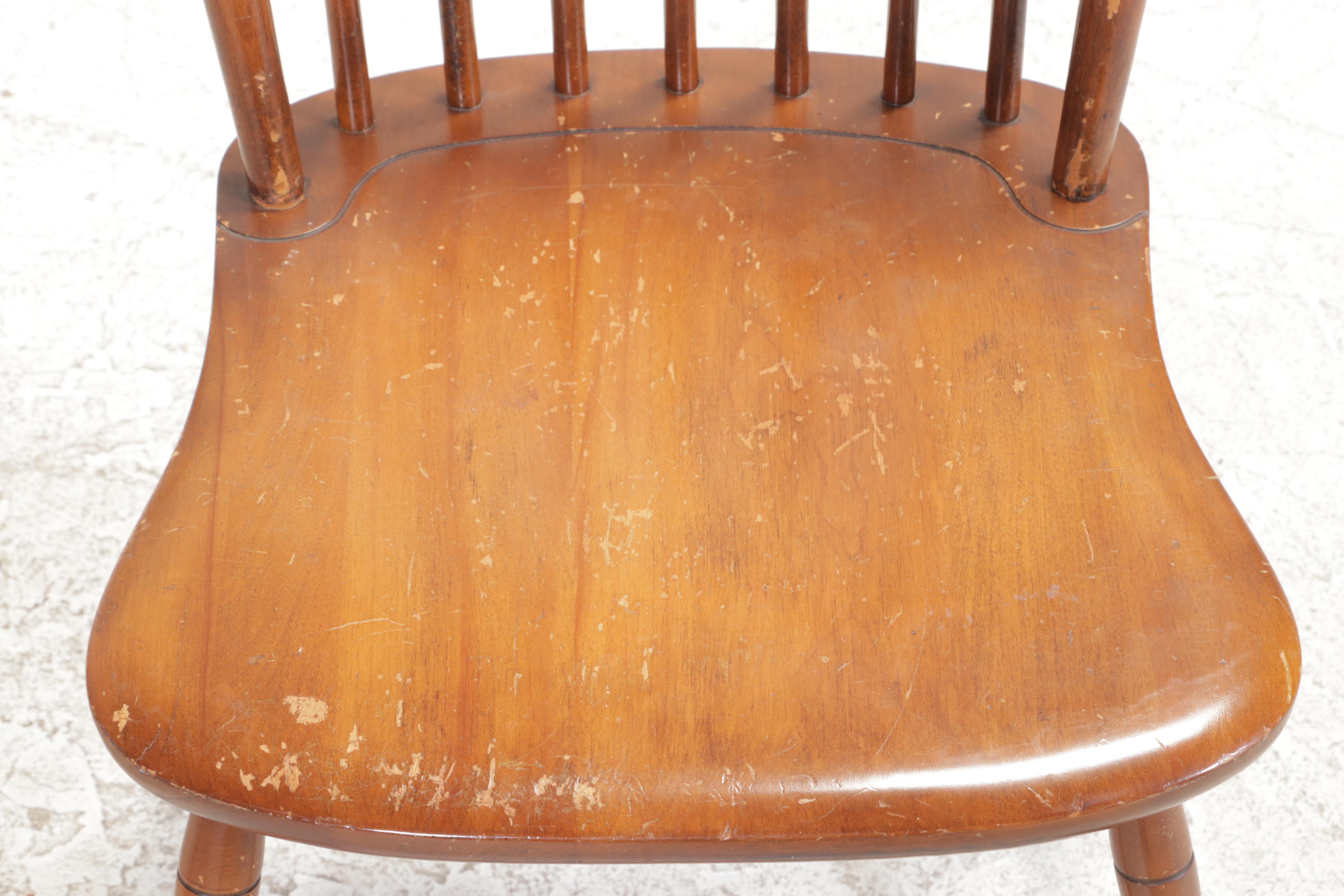 Pair of Curtis Products Inc. Colonial Style Maple Birdcage Windsor Side Chairs