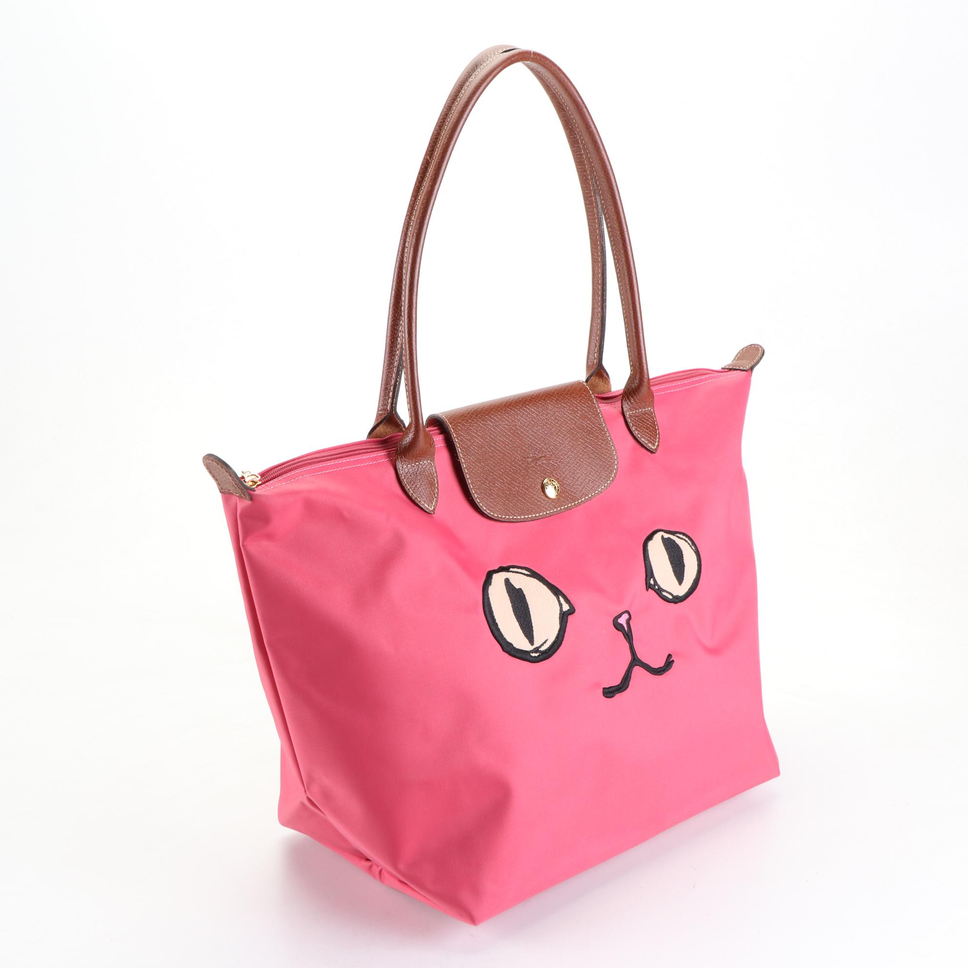 Longchamp Le Pliage Neo Miaou Cat Large Tote in Nylon and Leather