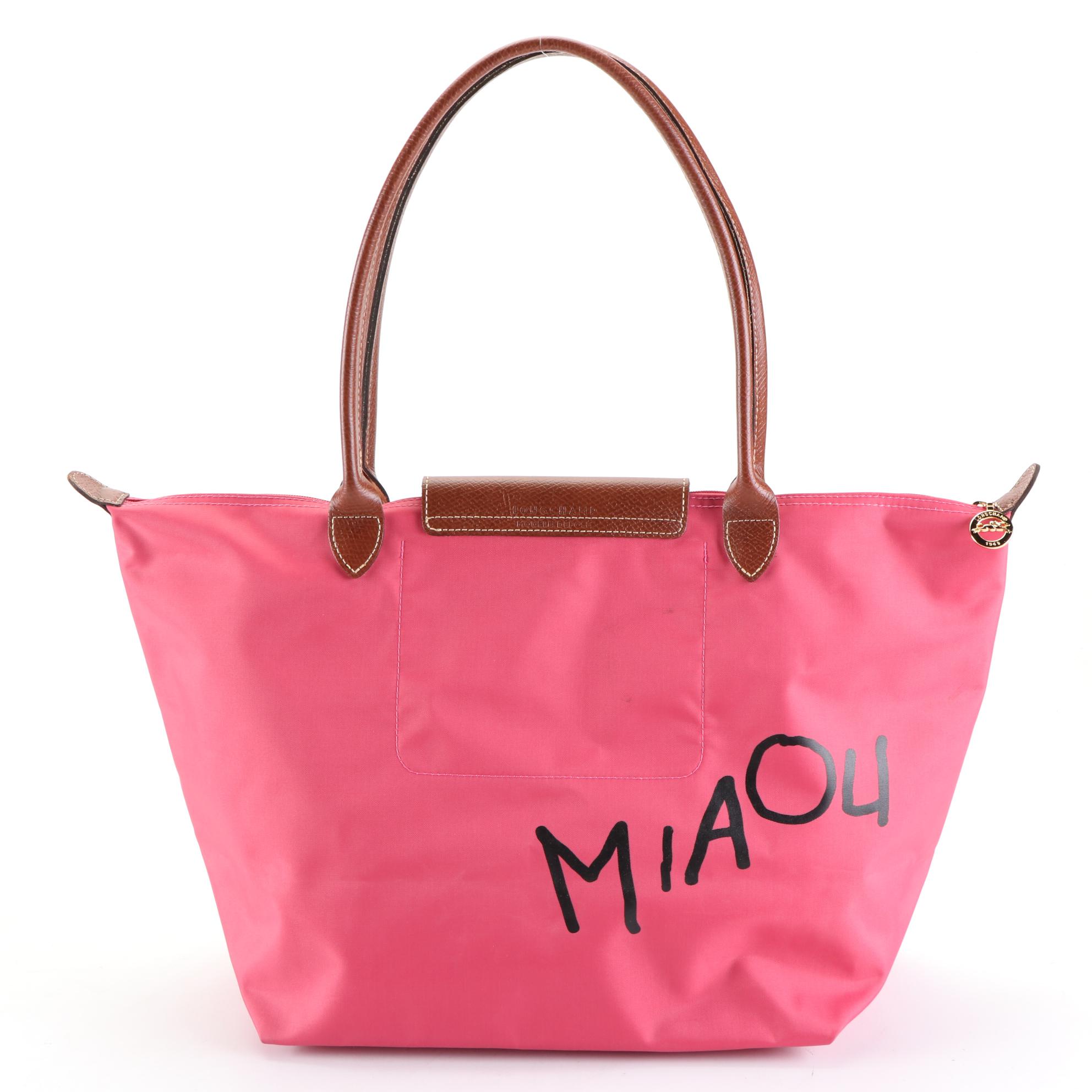 Longchamp Le Pliage Neo Miaou Cat Large Tote in Nylon and Leather