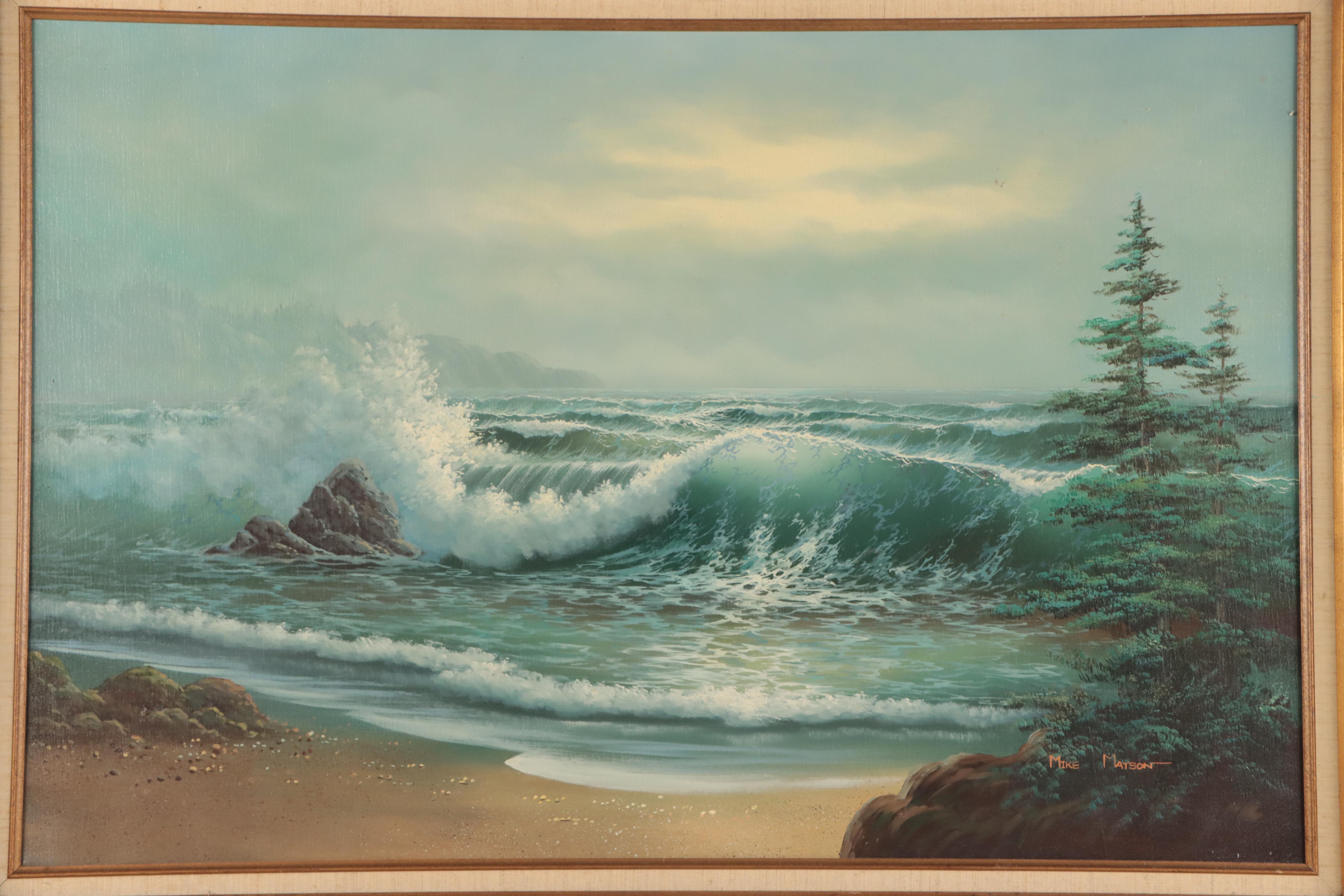 Mike Mayson Seascape Oil Painting, Mid-20th Century