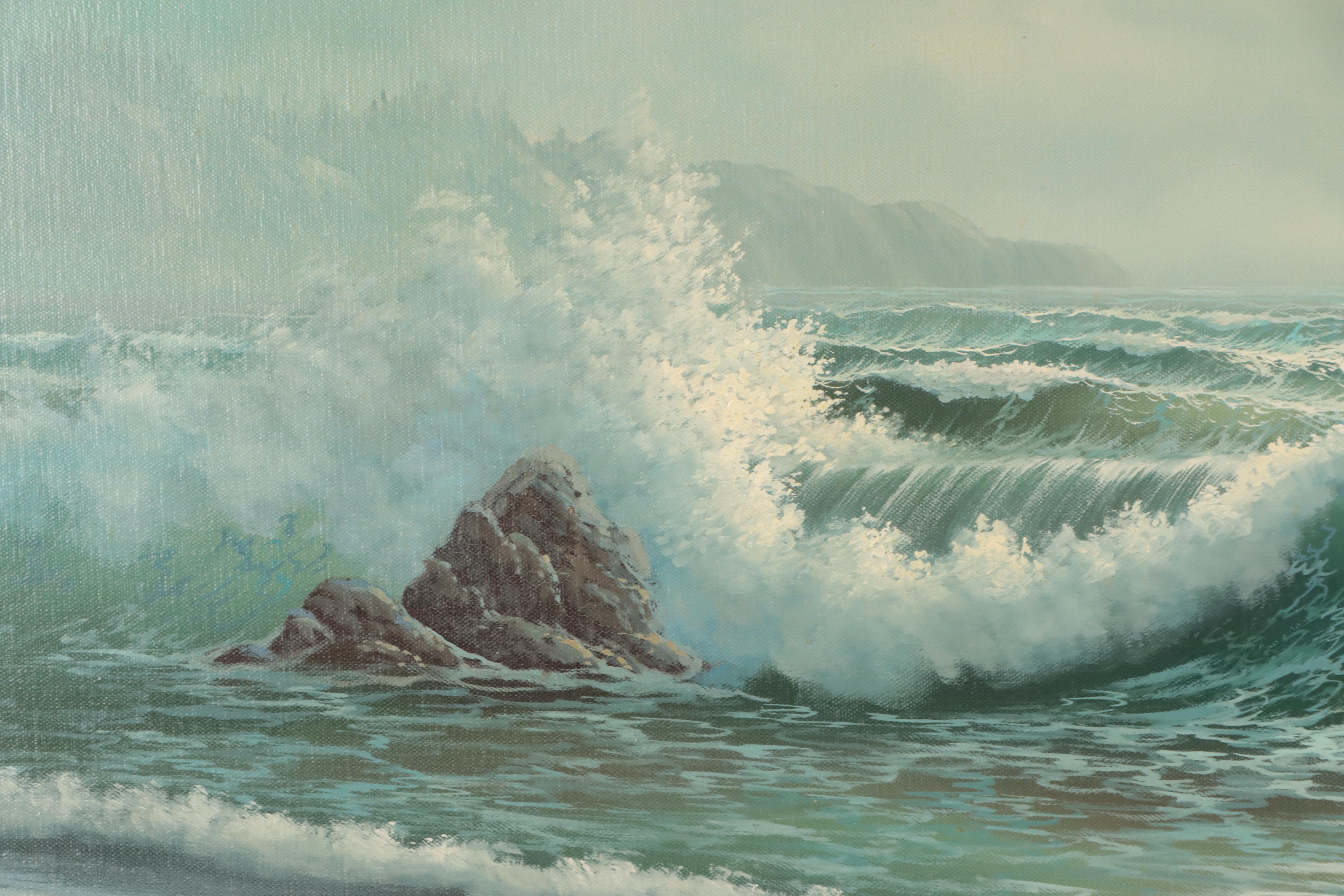 Mike Mayson Seascape Oil Painting, Mid-20th Century