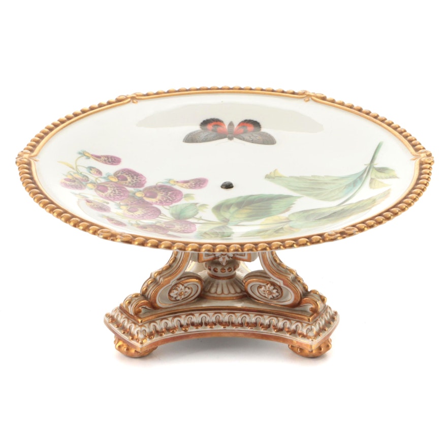 English Neoclassical Style Hand-Painted Porcelain Tazza, 1870