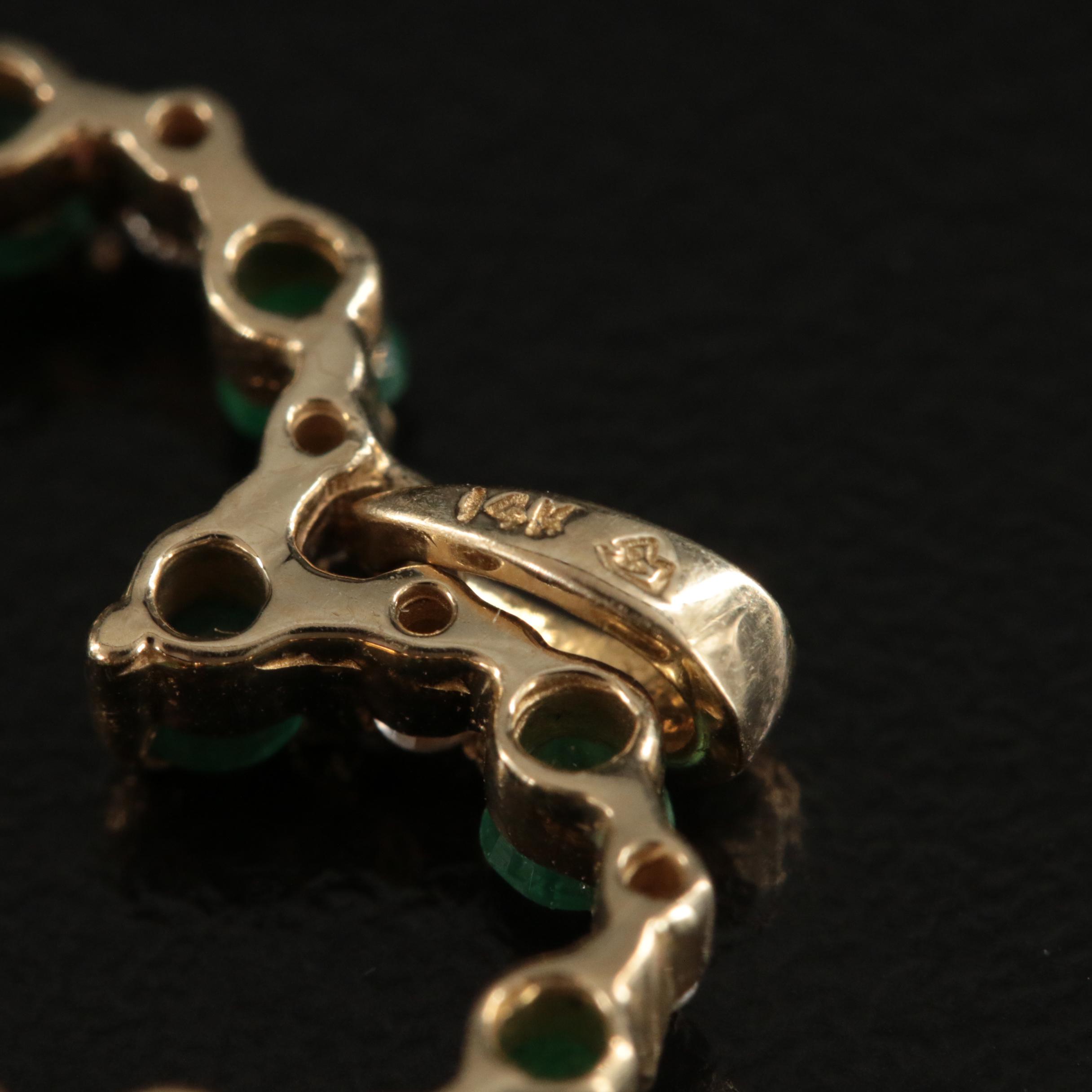 14K Emerald and Diamond Heart Pendant