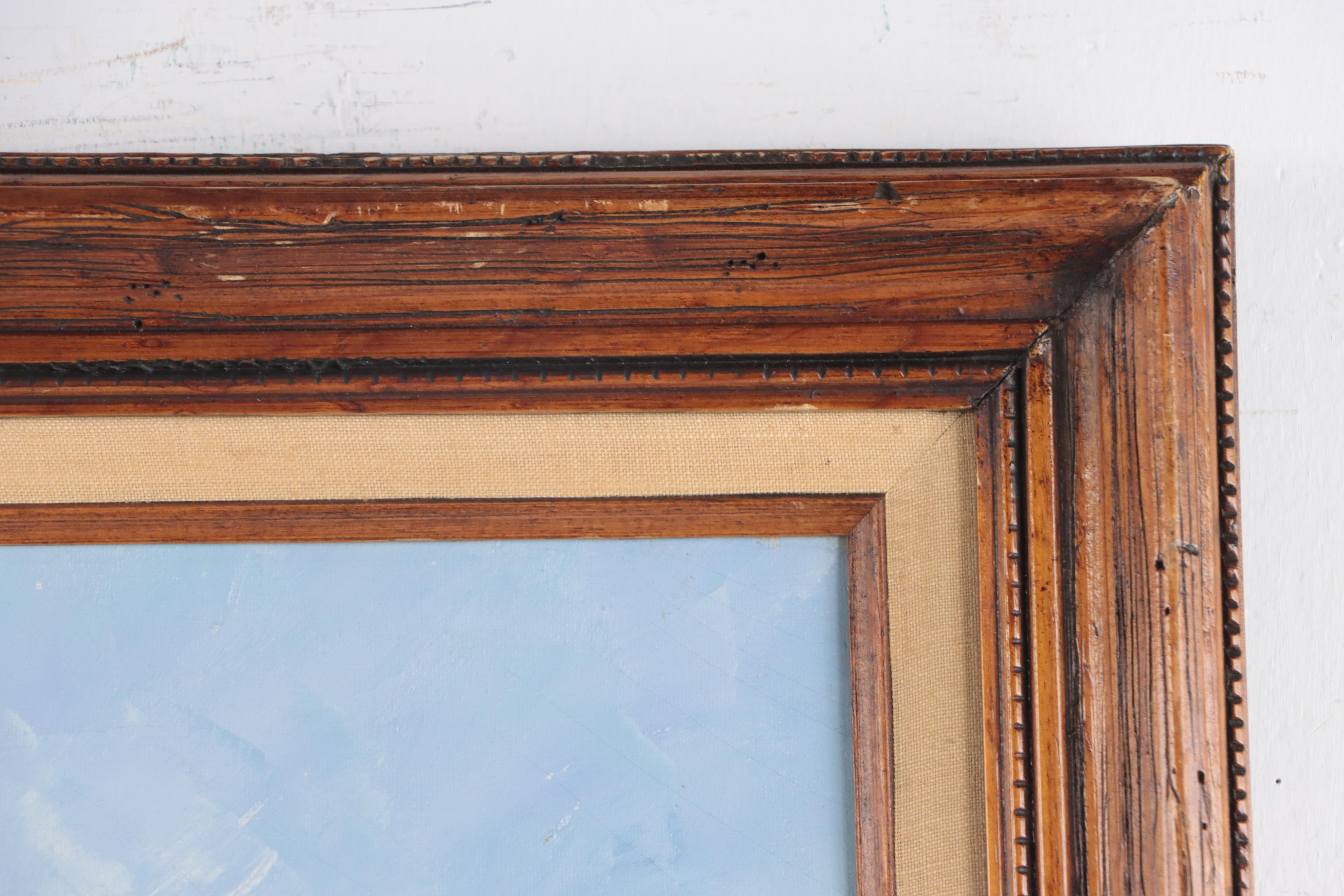 Harbor Scene Oil Painting, Circa 1960