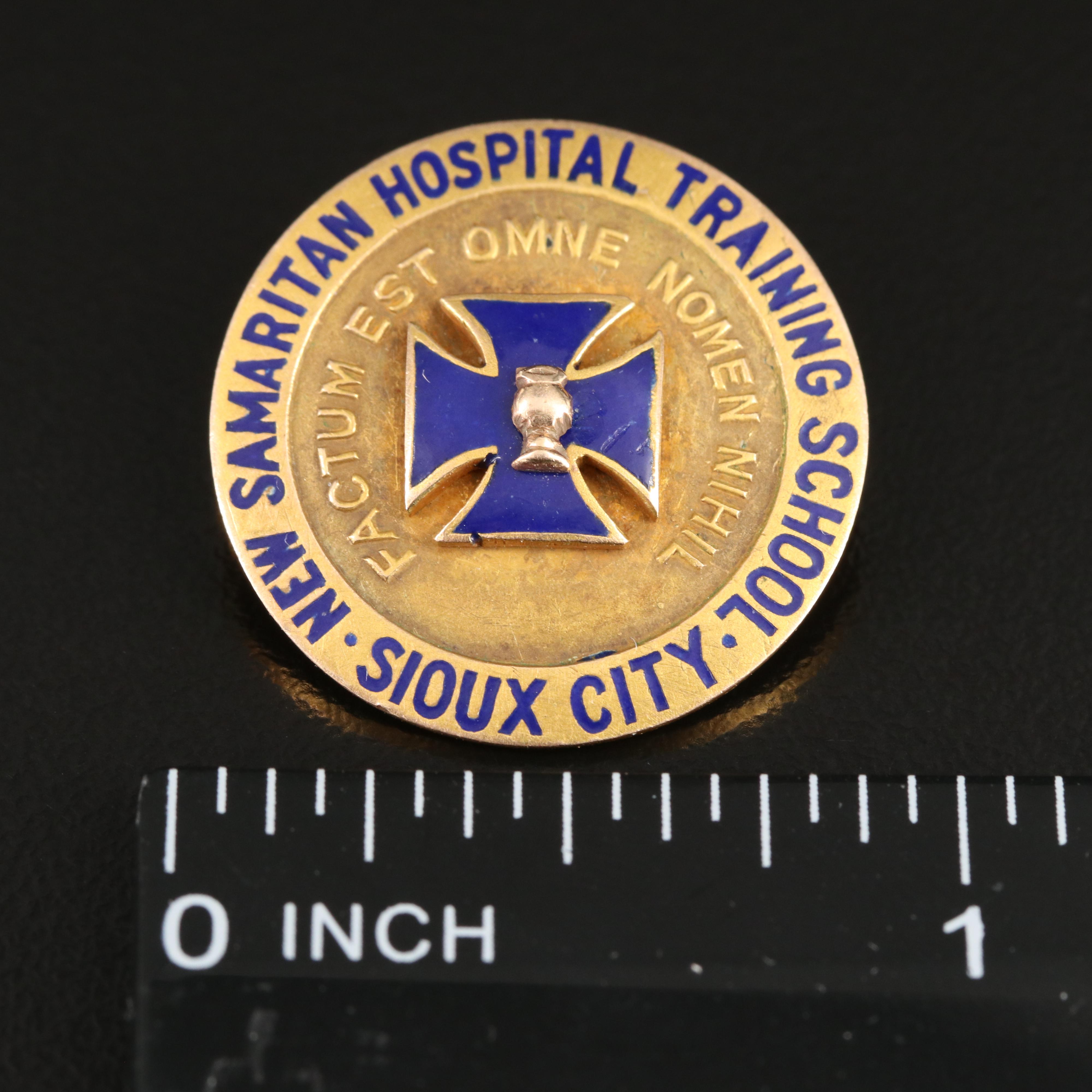 Antique 14K Maltese Cross Service Pin for Samaritan Hospital, Sioux Falls