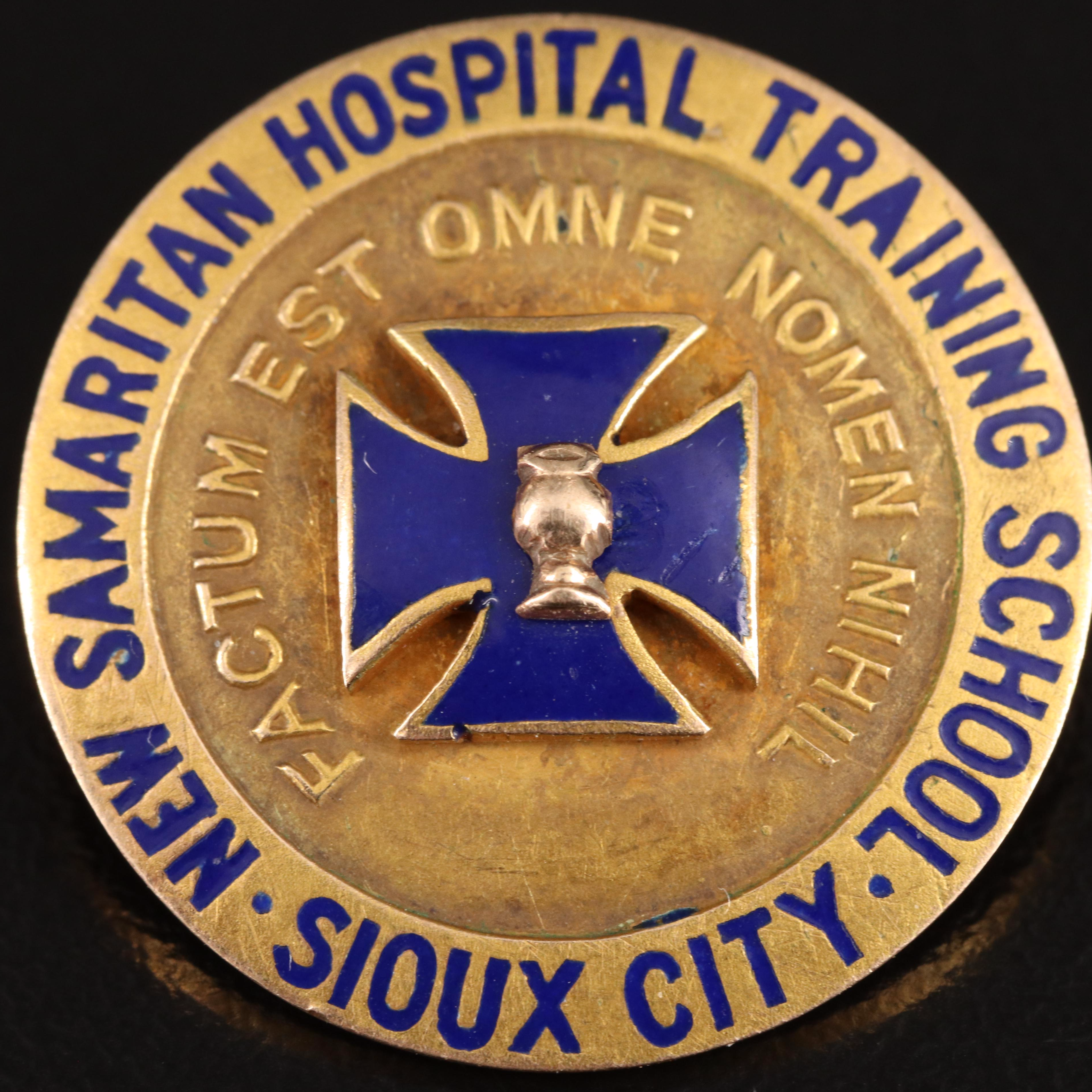 Antique 14K Maltese Cross Service Pin for Samaritan Hospital, Sioux Falls