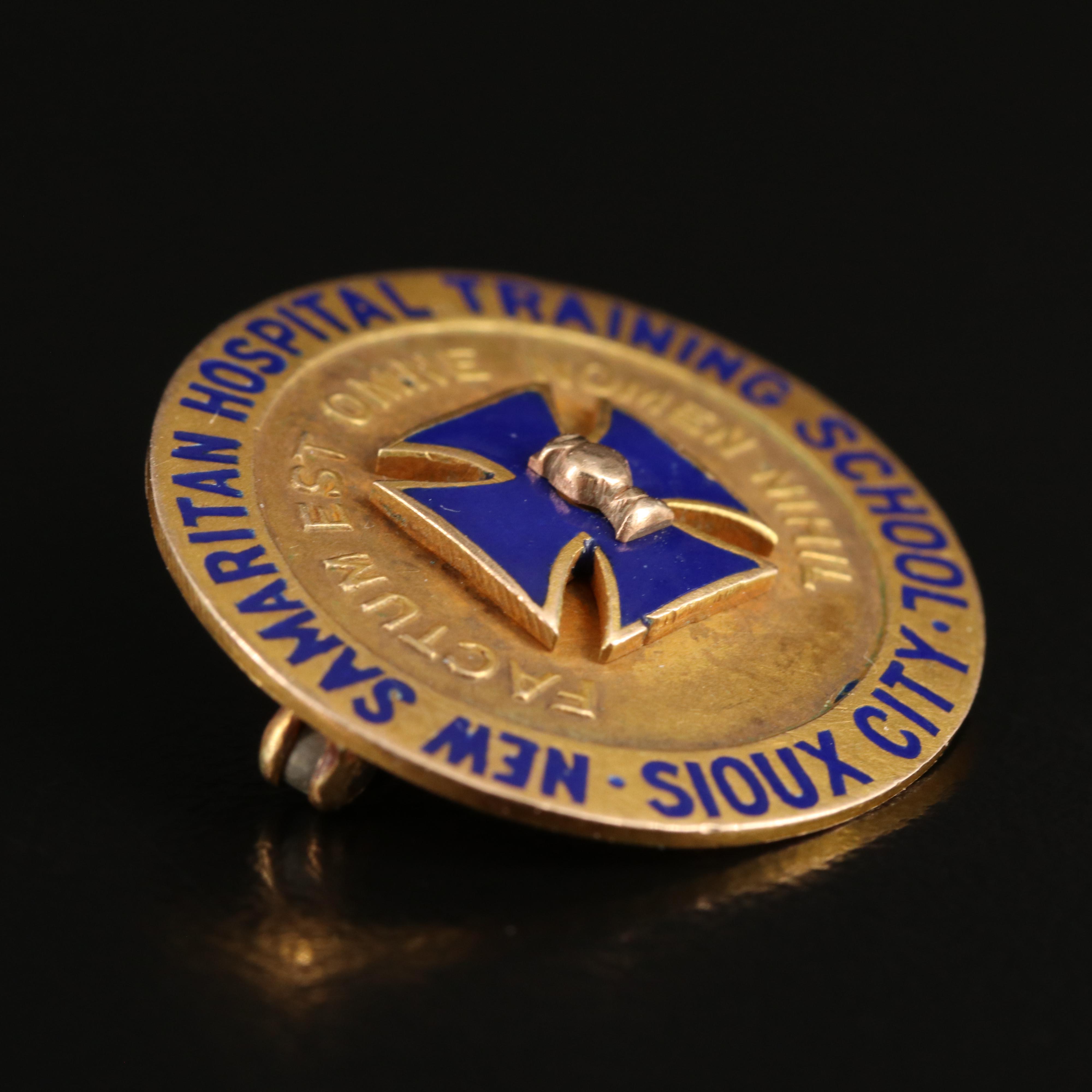 Antique 14K Maltese Cross Service Pin for Samaritan Hospital, Sioux Falls