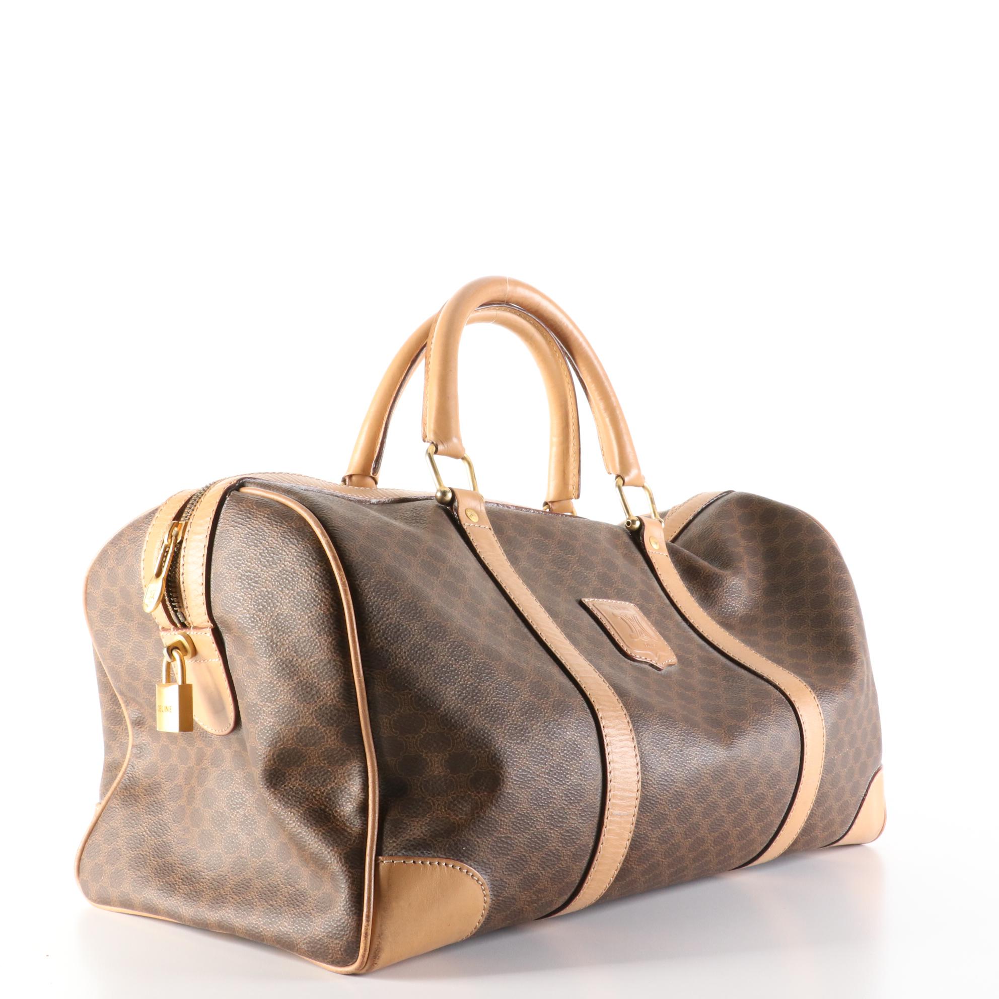 Céline Boston Bag in Macadam Coated Canvas and Leather