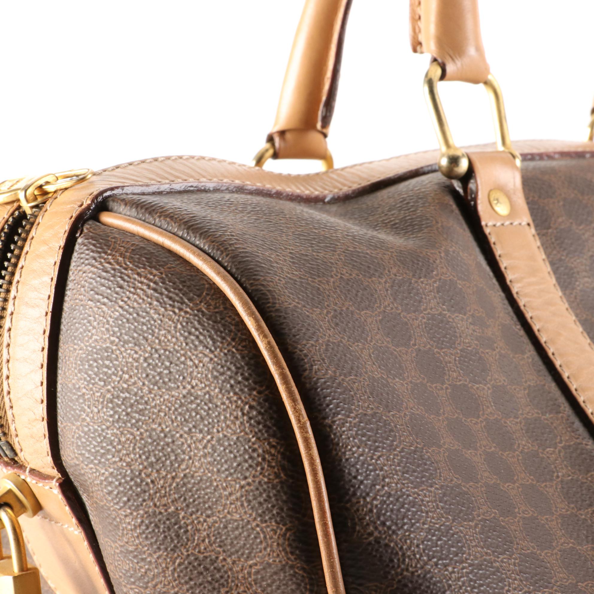 Céline Boston Bag in Macadam Coated Canvas and Leather