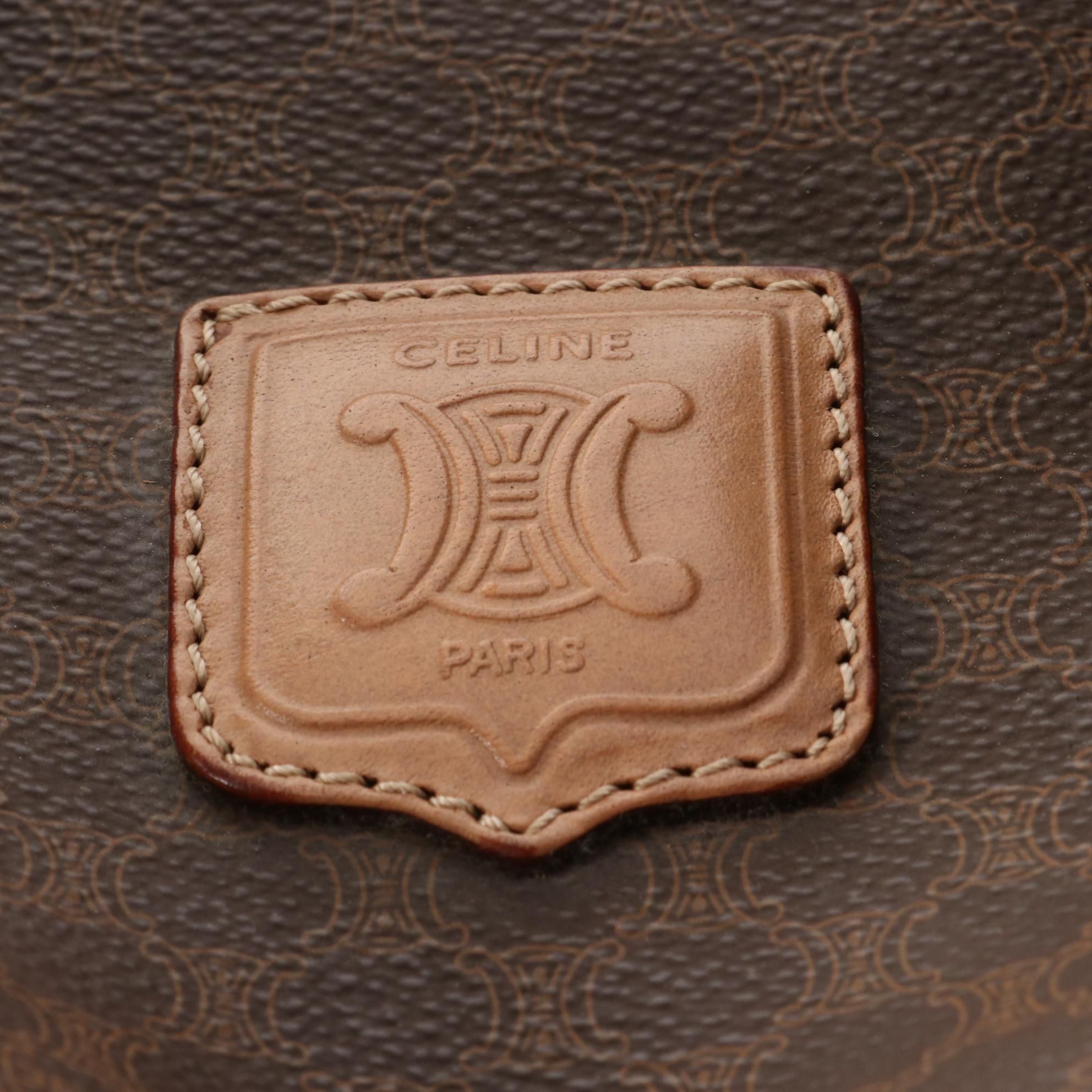 Céline Boston Bag in Macadam Coated Canvas and Leather