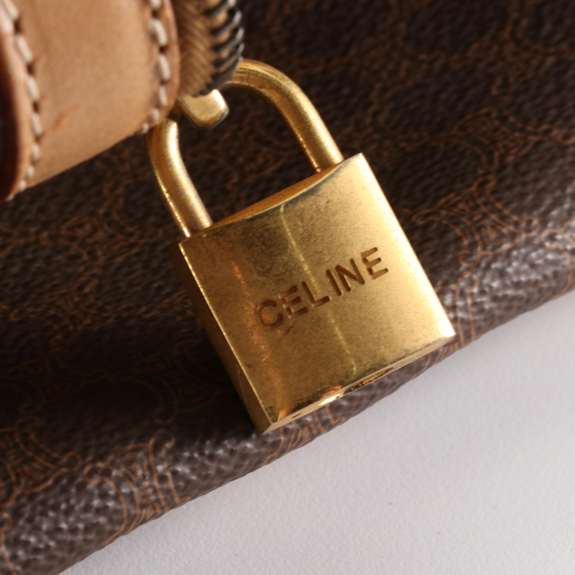 Céline Boston Bag in Macadam Coated Canvas and Leather