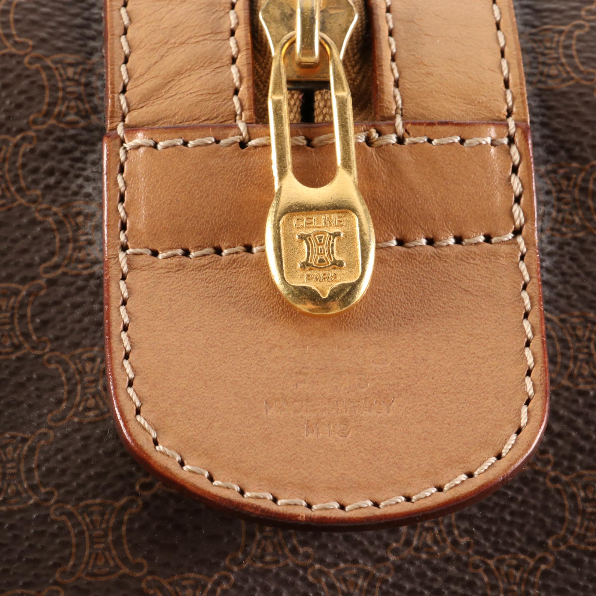 Céline Boston Bag in Macadam Coated Canvas and Leather