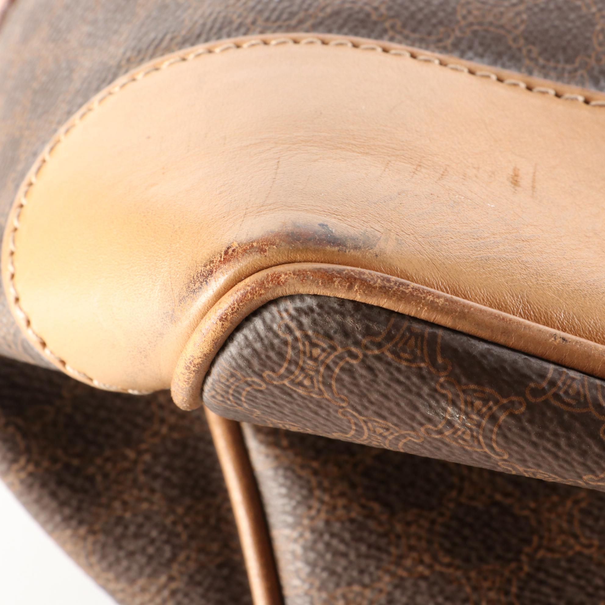 Céline Boston Bag in Macadam Coated Canvas and Leather