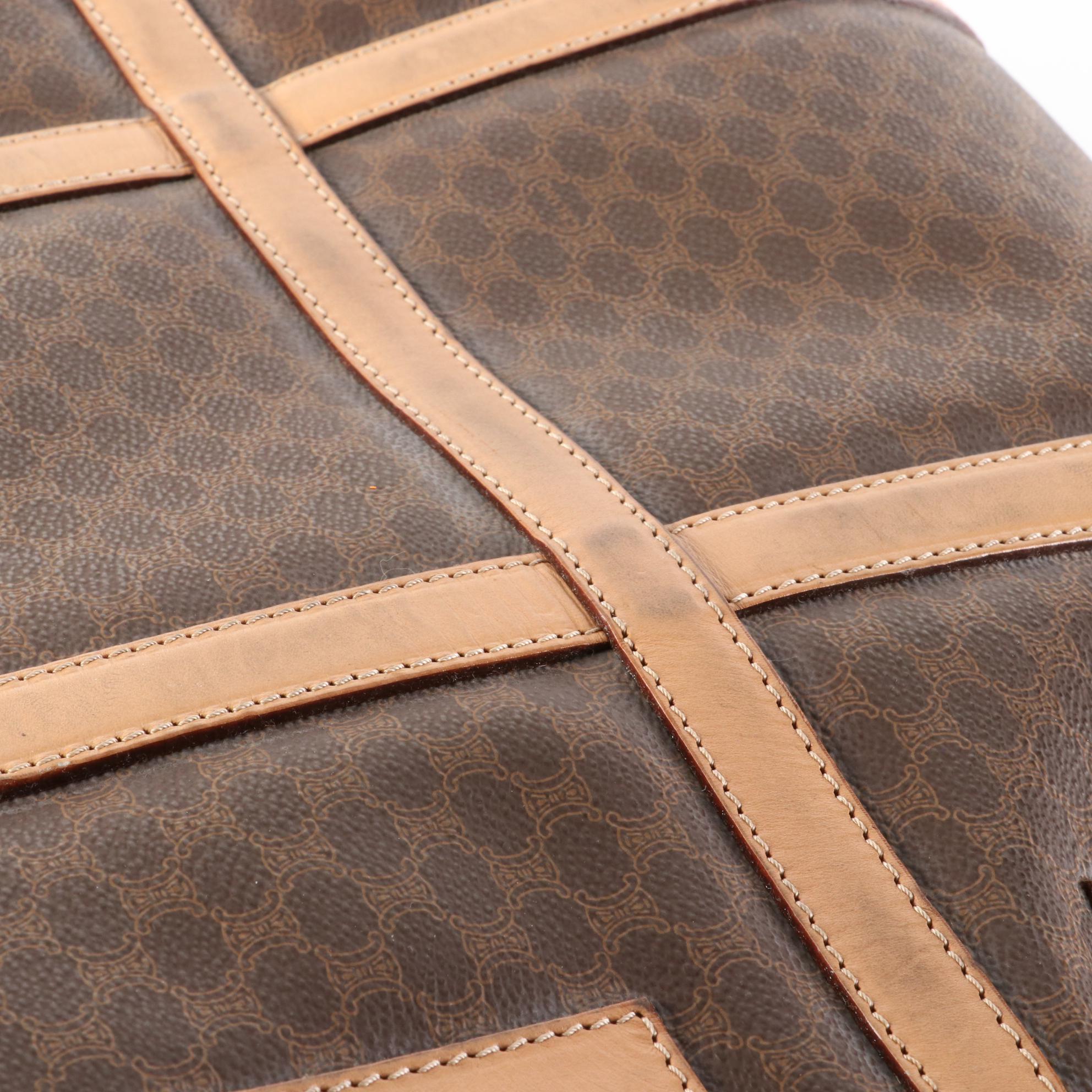 Céline Boston Bag in Macadam Coated Canvas and Leather