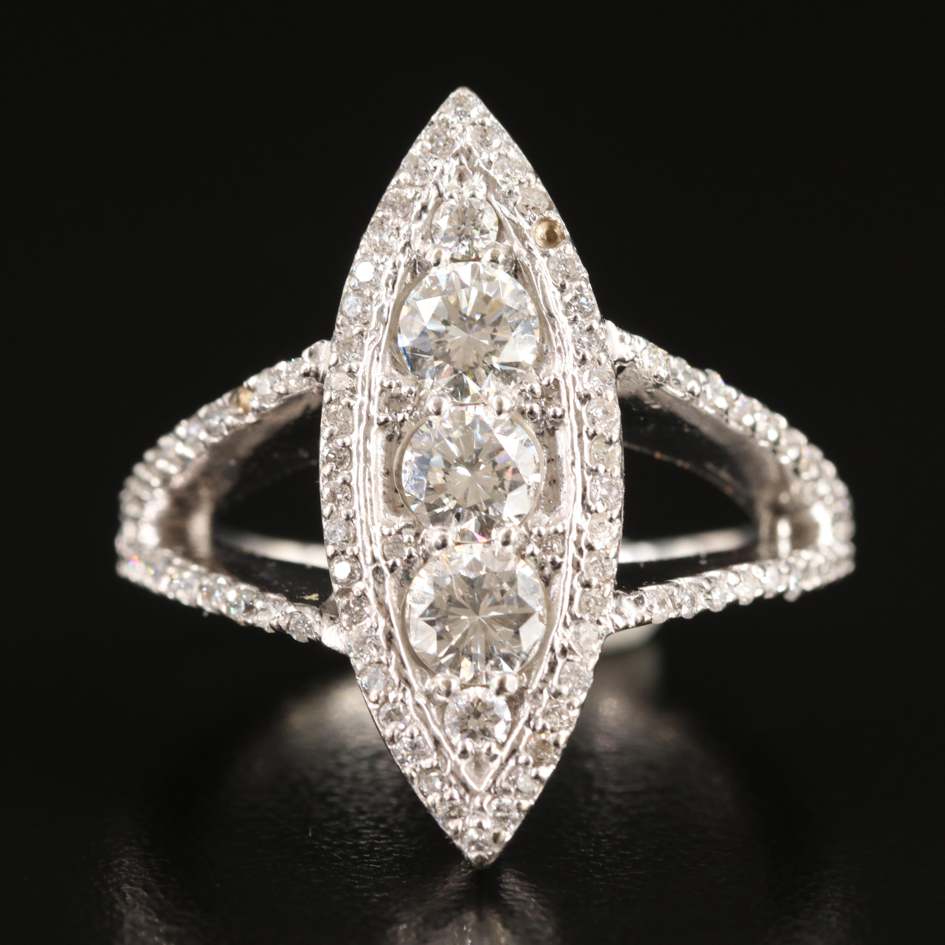 14K 1.71 CTW Diamond Navette Ring