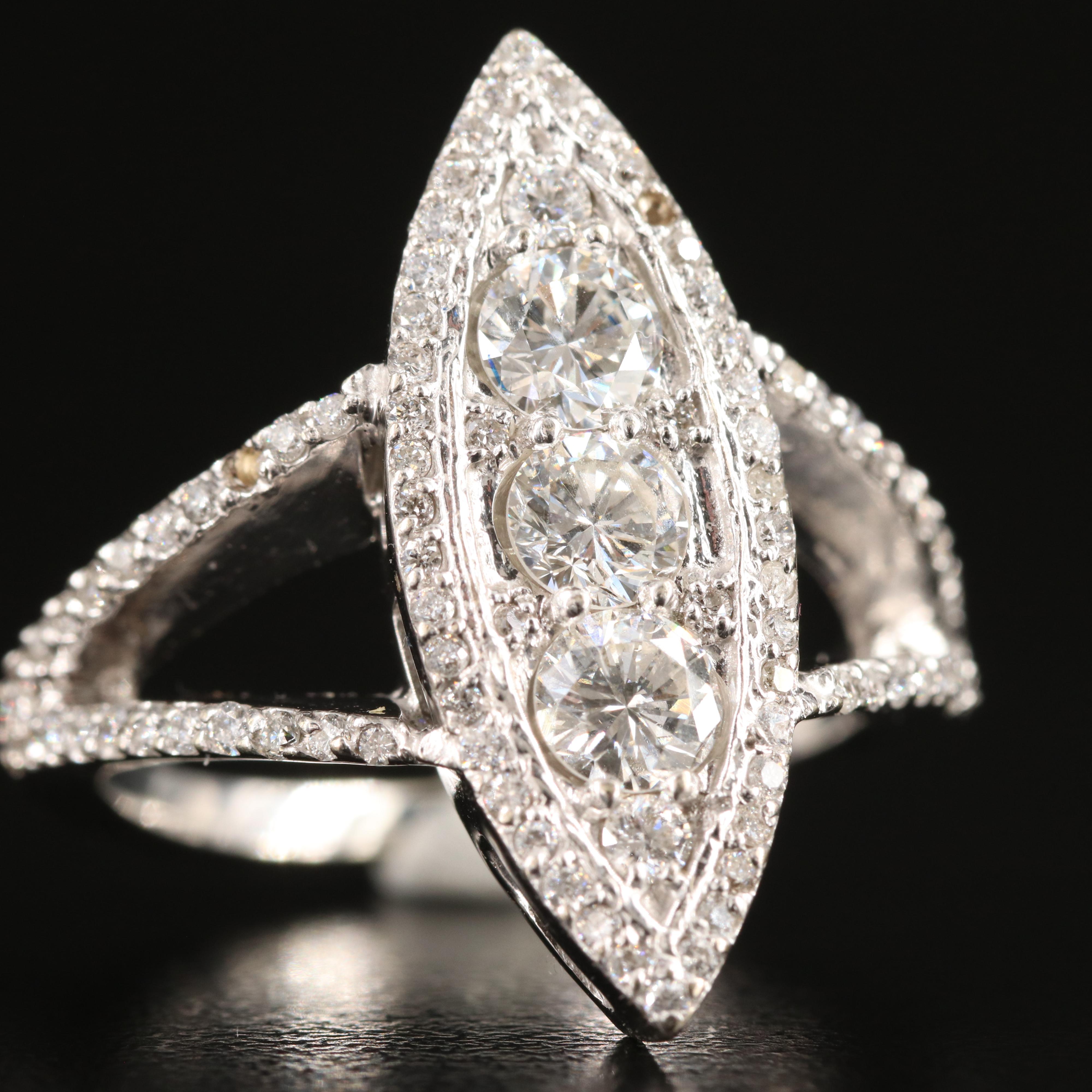 14K 1.71 CTW Diamond Navette Ring