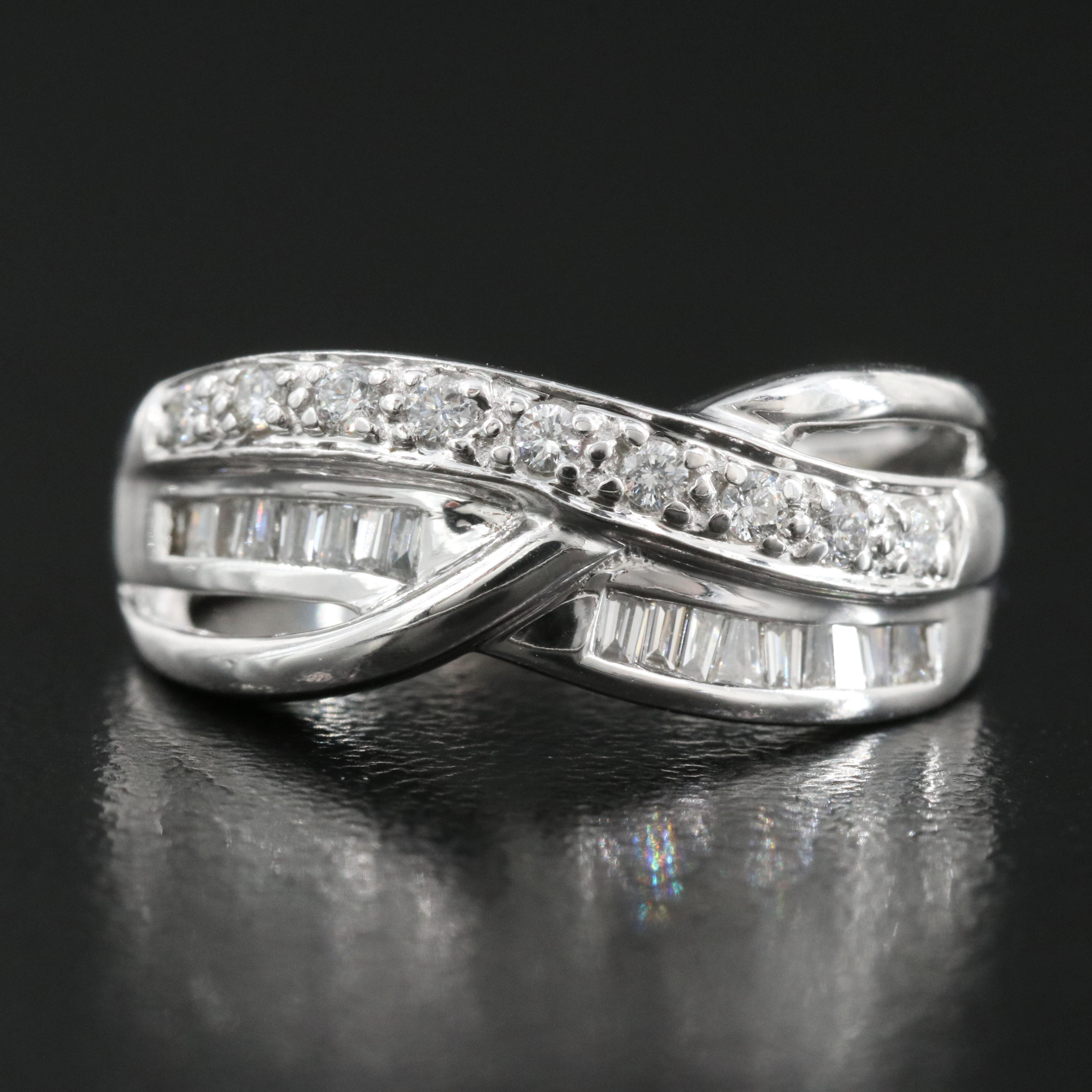 14K 0.24 CTW Diamond Crossover Ring