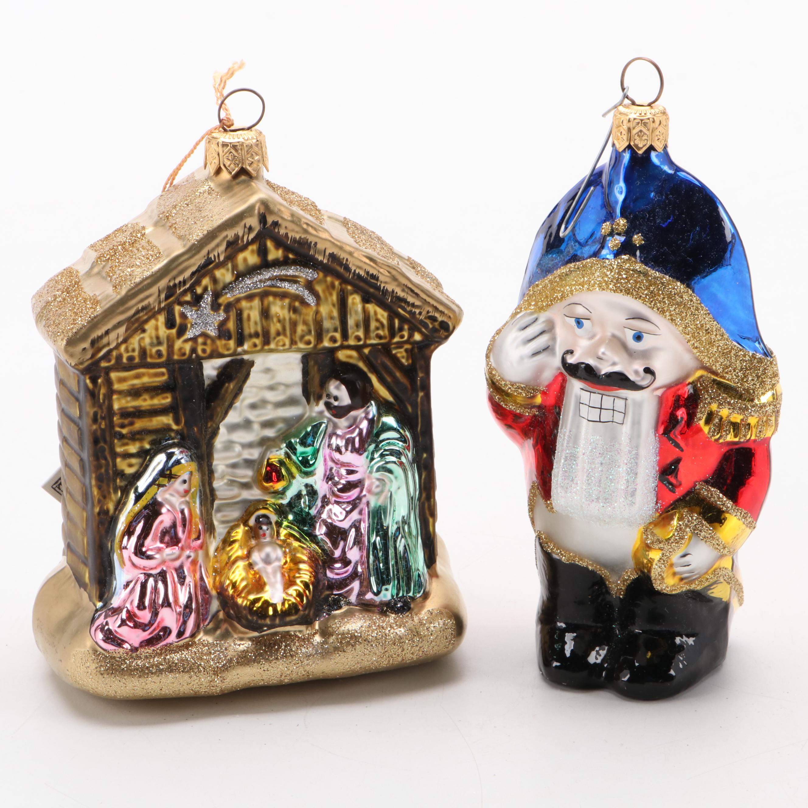 Lenox, Lladró Porcelain and Kurt Adler Polonaise Collection Glass Ornaments