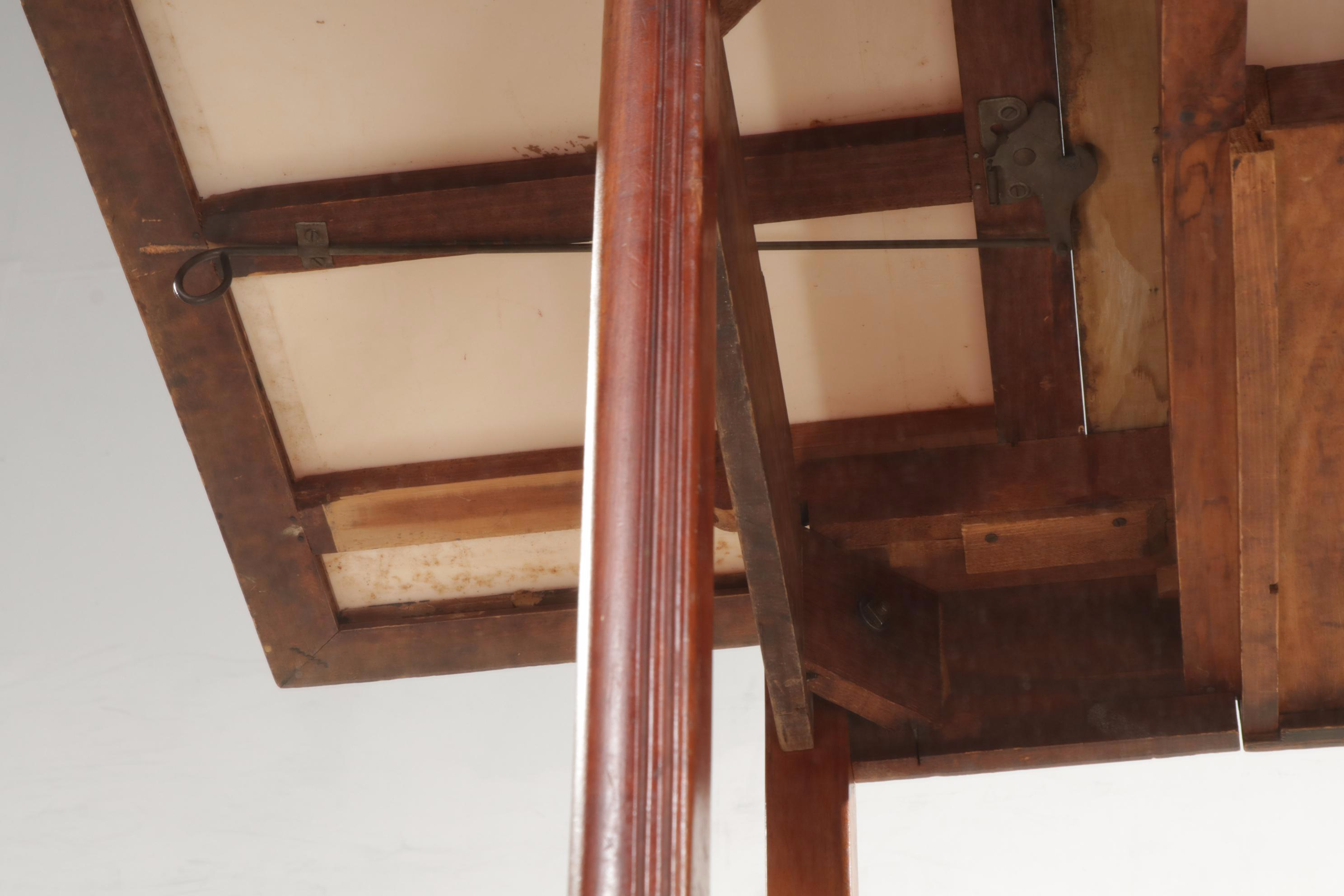 Extending Kitchen Table with Milkglass Top Insert, Early to Mid 20th Century