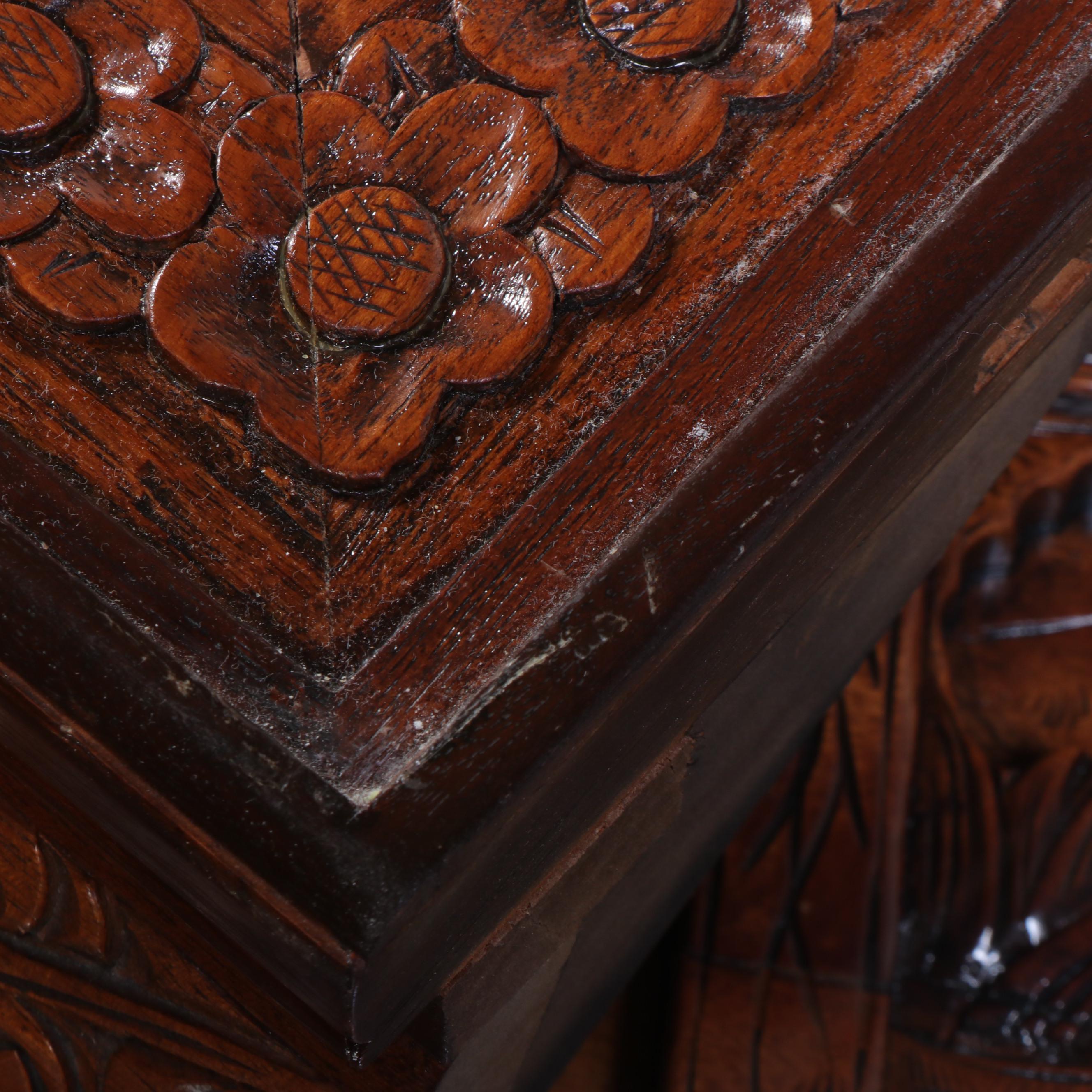 Chinese Dragon-Carved Hardwood Nine-Piece Dining Set