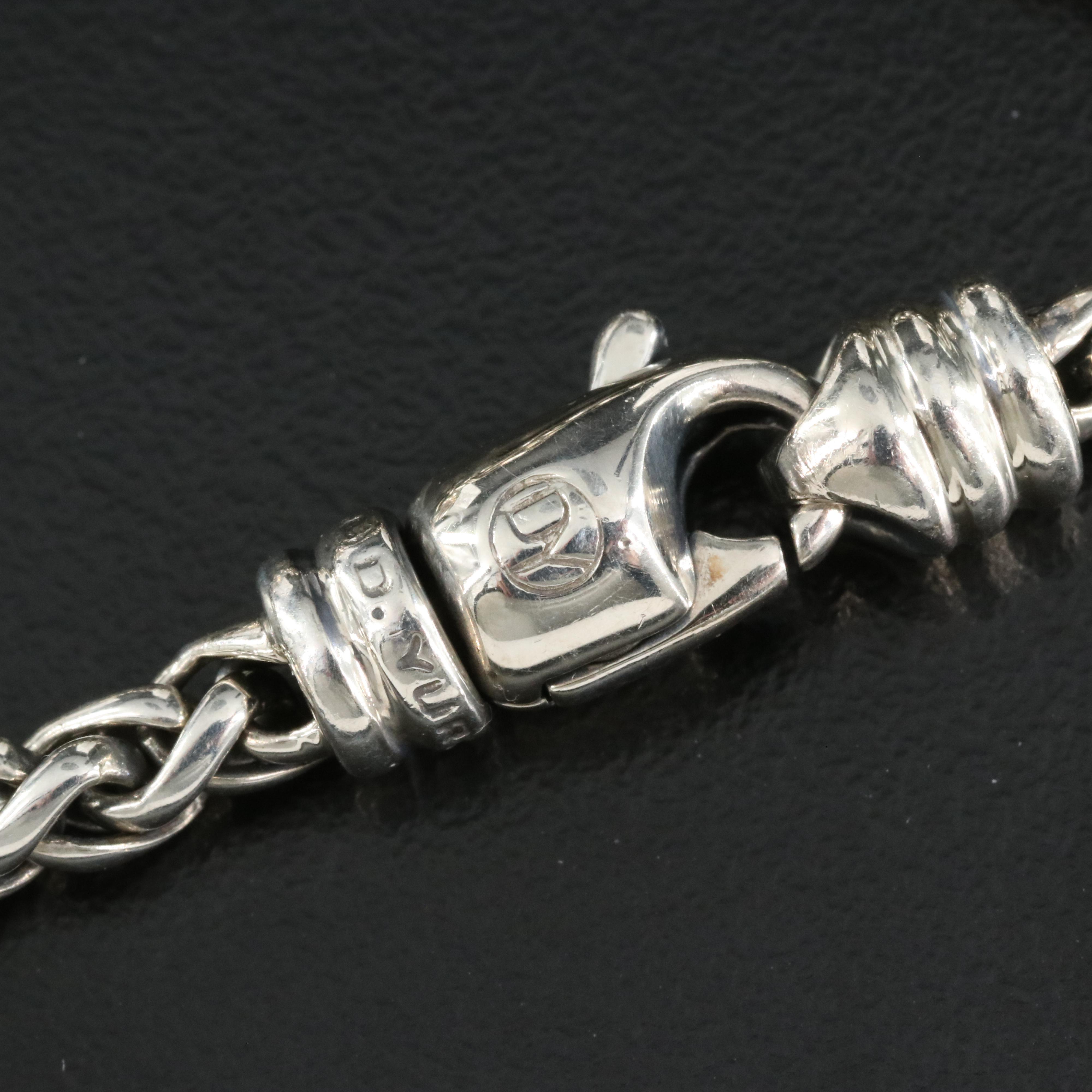 David Yurman "Albion" Sterling Sky Blue Topaz Enhancer Pendant Necklace