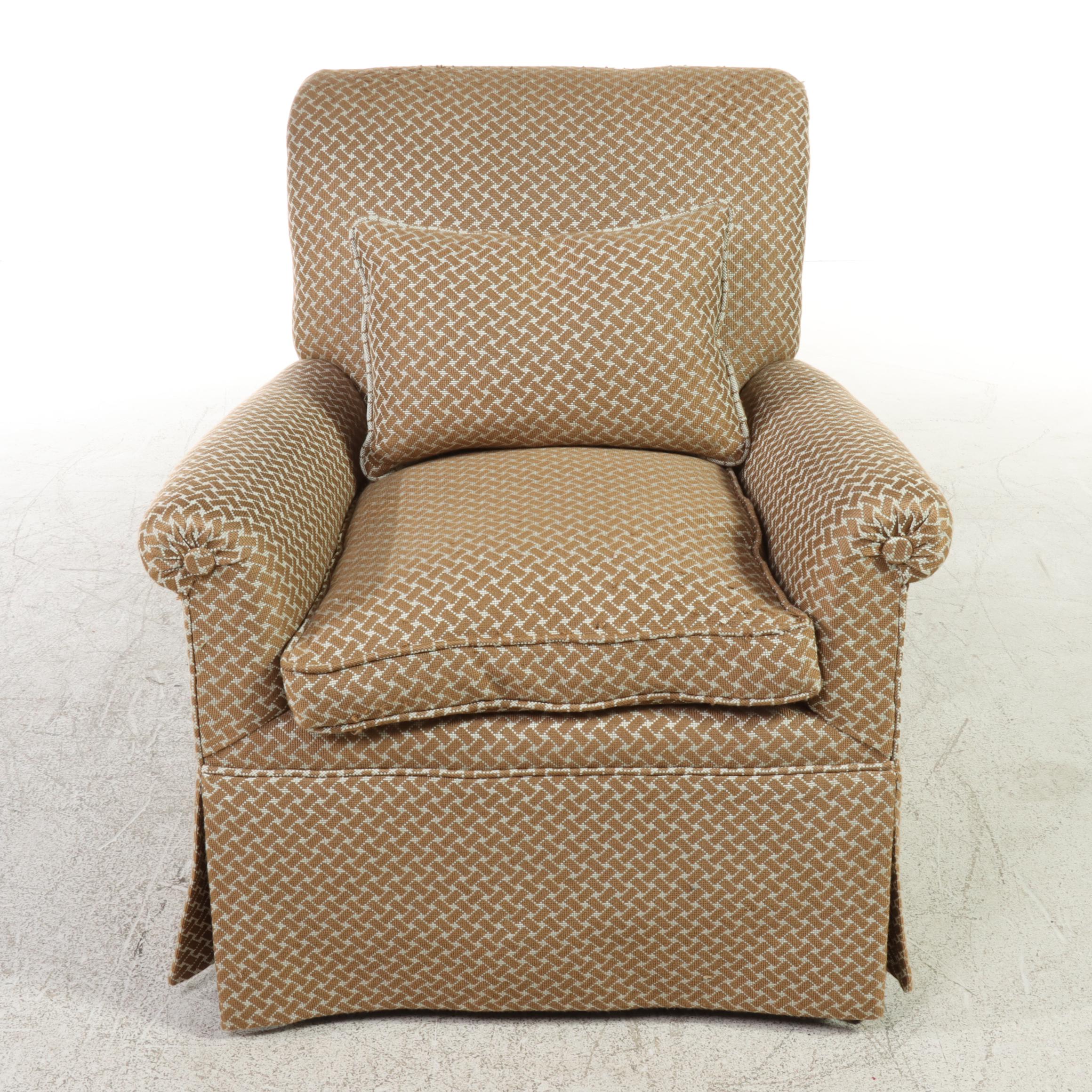 Century Furniture Custom-Upholstered Mahogany Easy Armchair, Early 20th Century