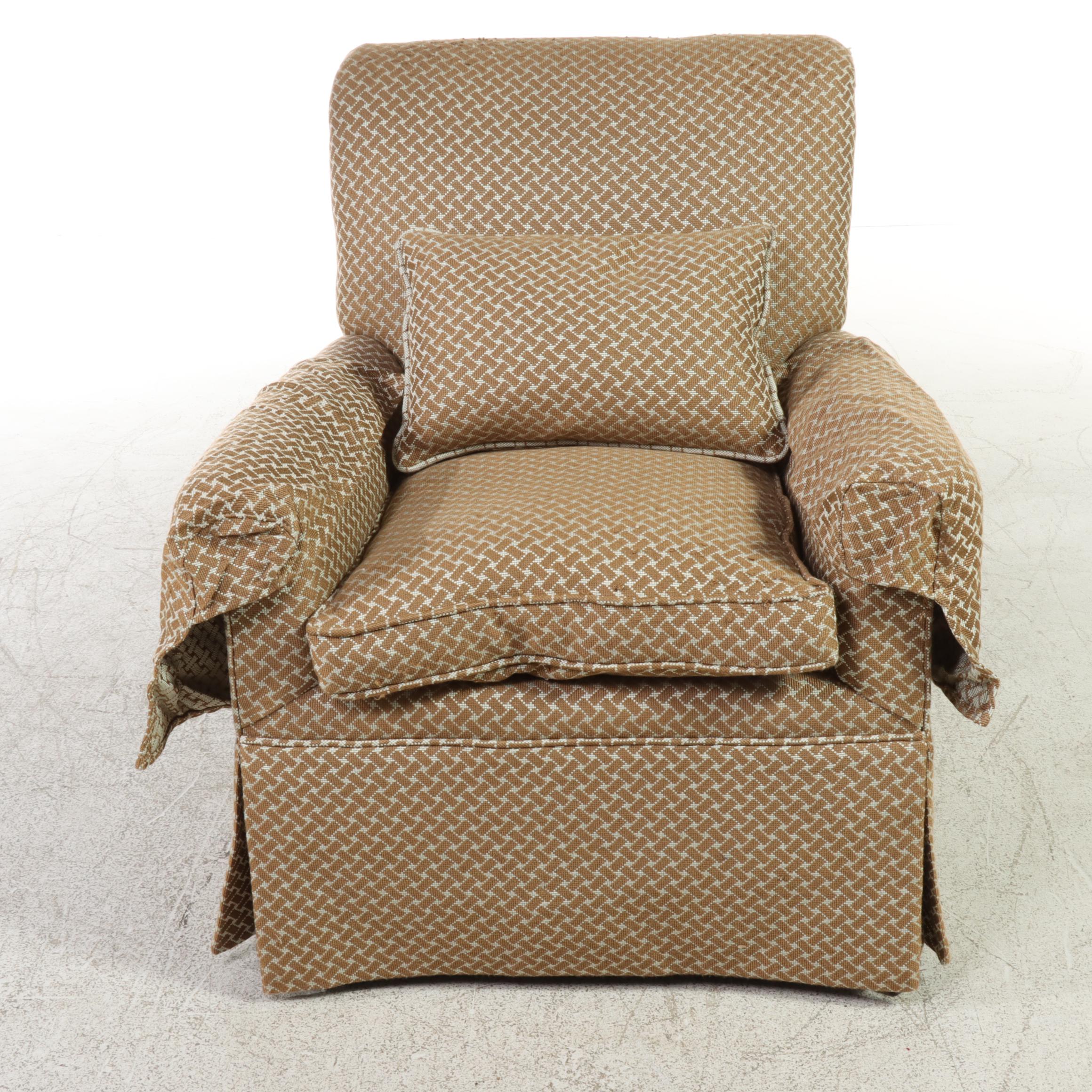 Century Furniture Custom-Upholstered Mahogany Easy Armchair, Early 20th Century