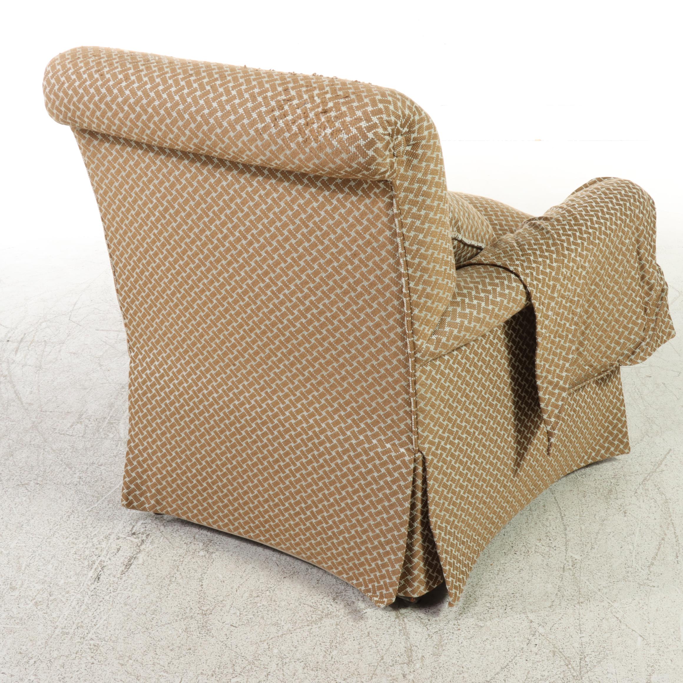 Century Furniture Custom-Upholstered Mahogany Easy Armchair, Early 20th Century