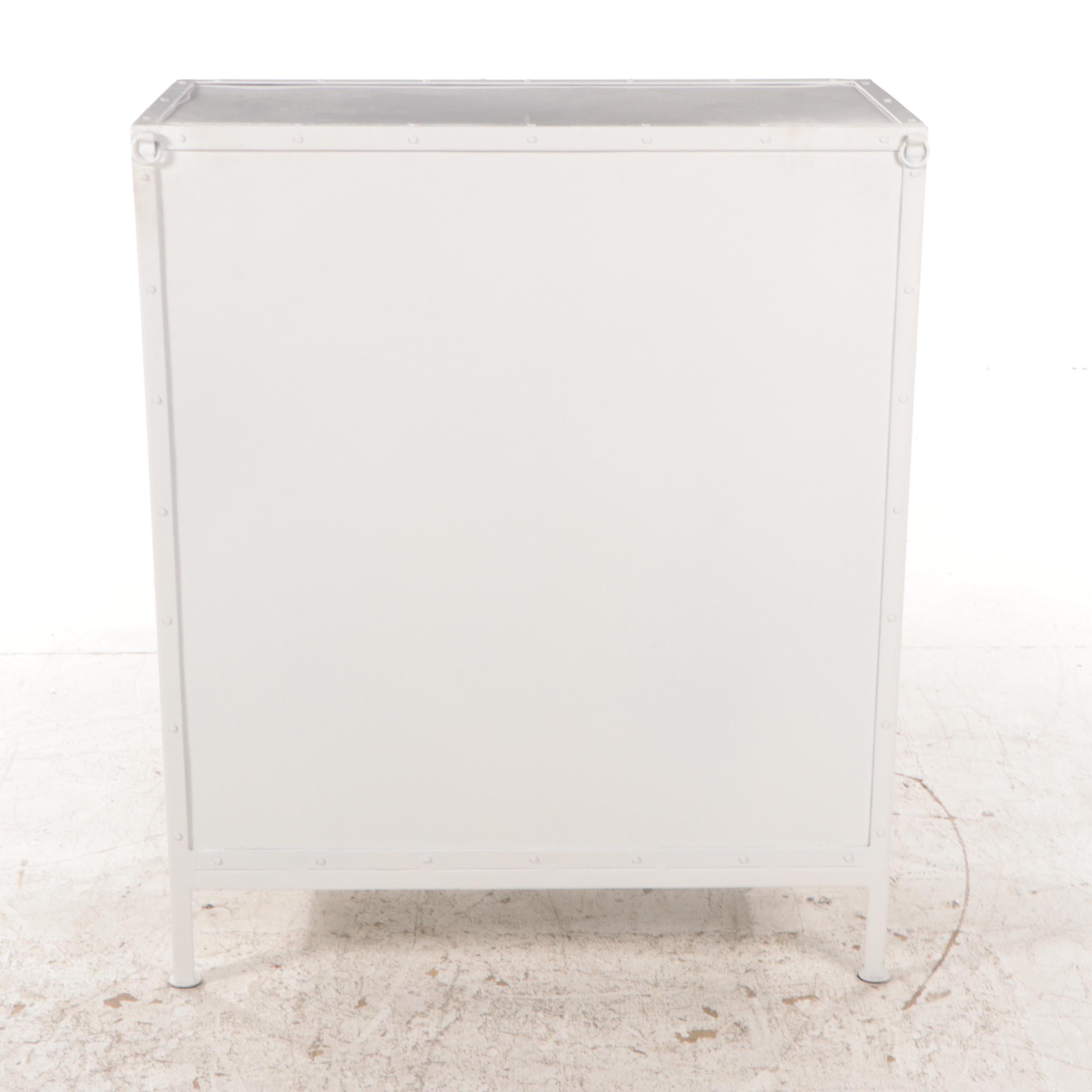 Matthew Izzo Home "Sofia" Brass, Painted Metal and Rattan 2-Door Sideboard