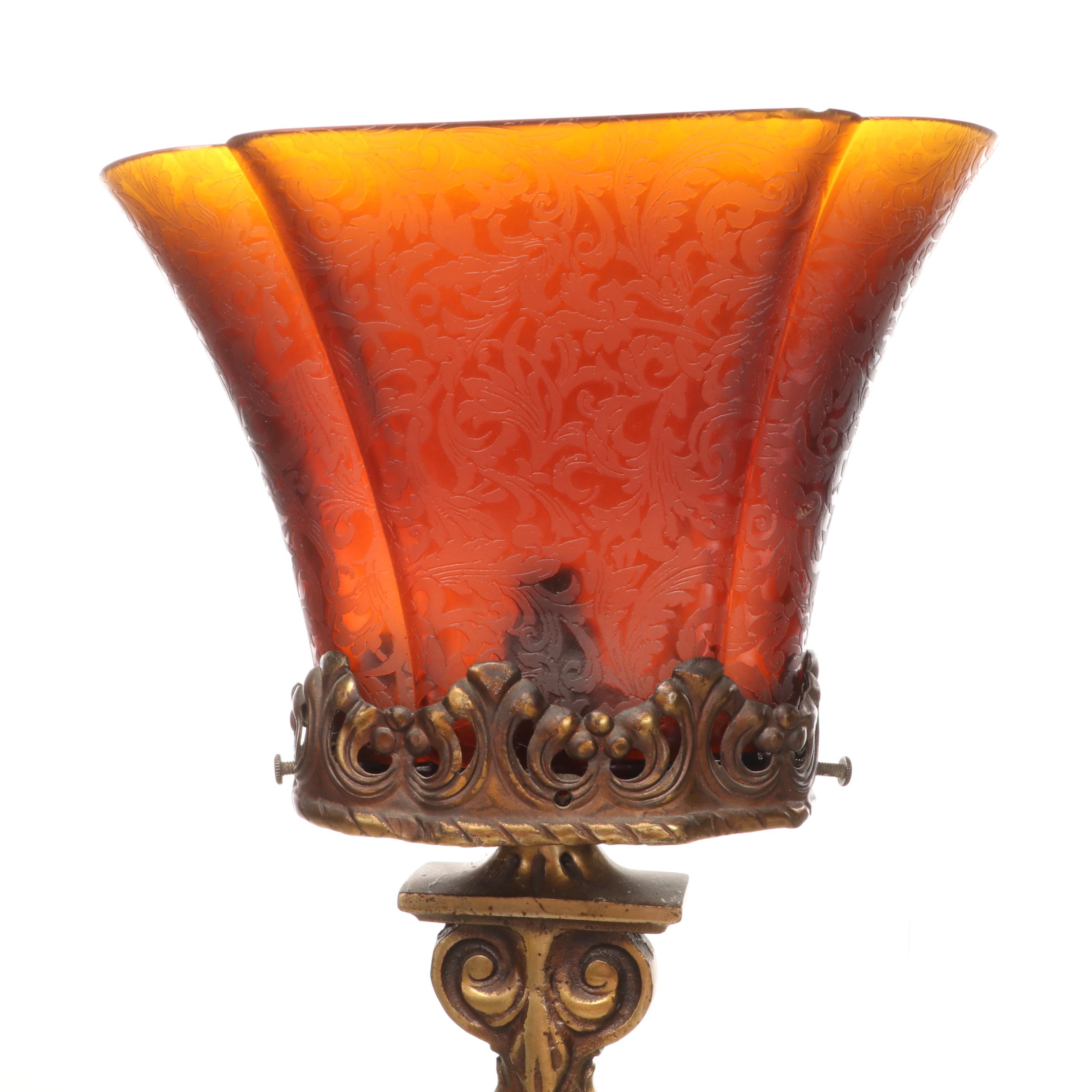 Milcast Late Victorian Style Brass Torchiere Floor Lamps, Early 20th C