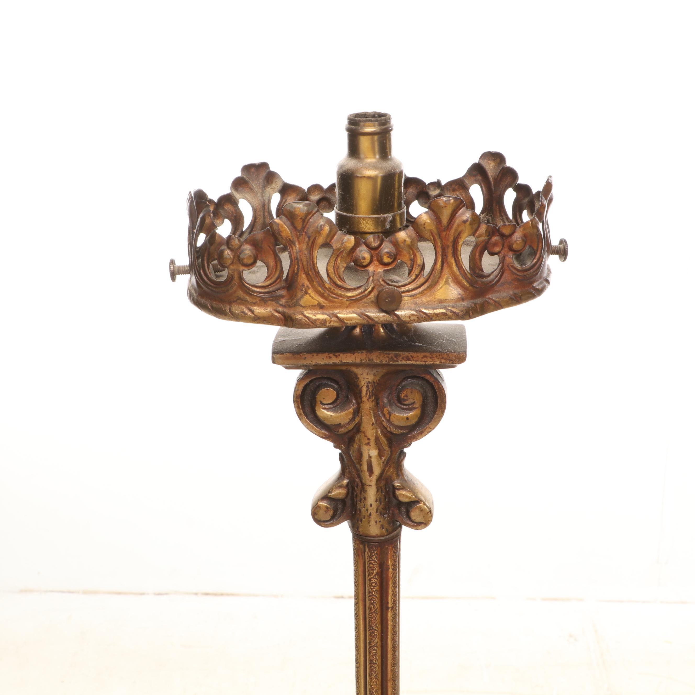 Milcast Late Victorian Style Brass Torchiere Floor Lamps, Early 20th C