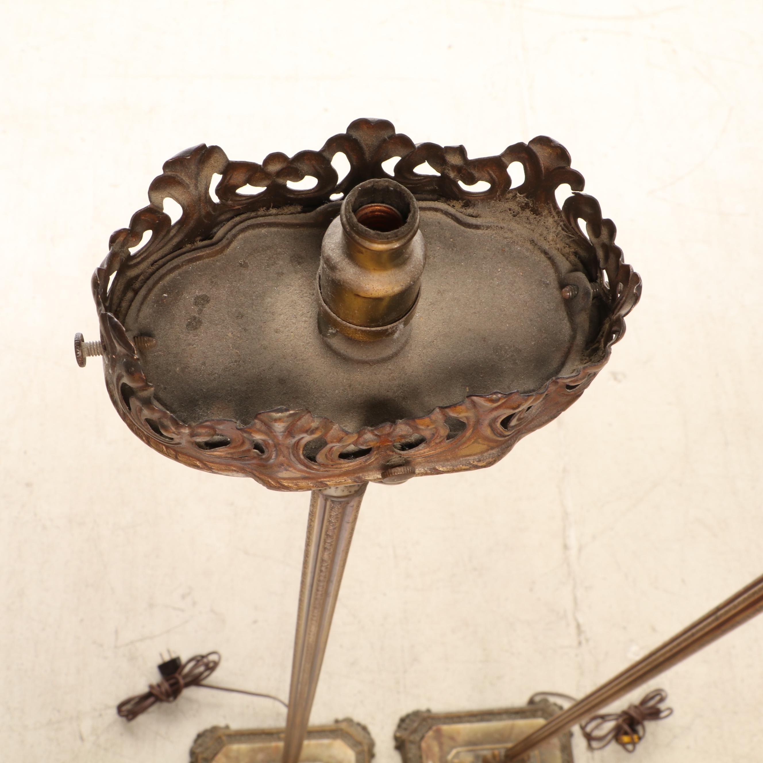 Milcast Late Victorian Style Brass Torchiere Floor Lamps, Early 20th C