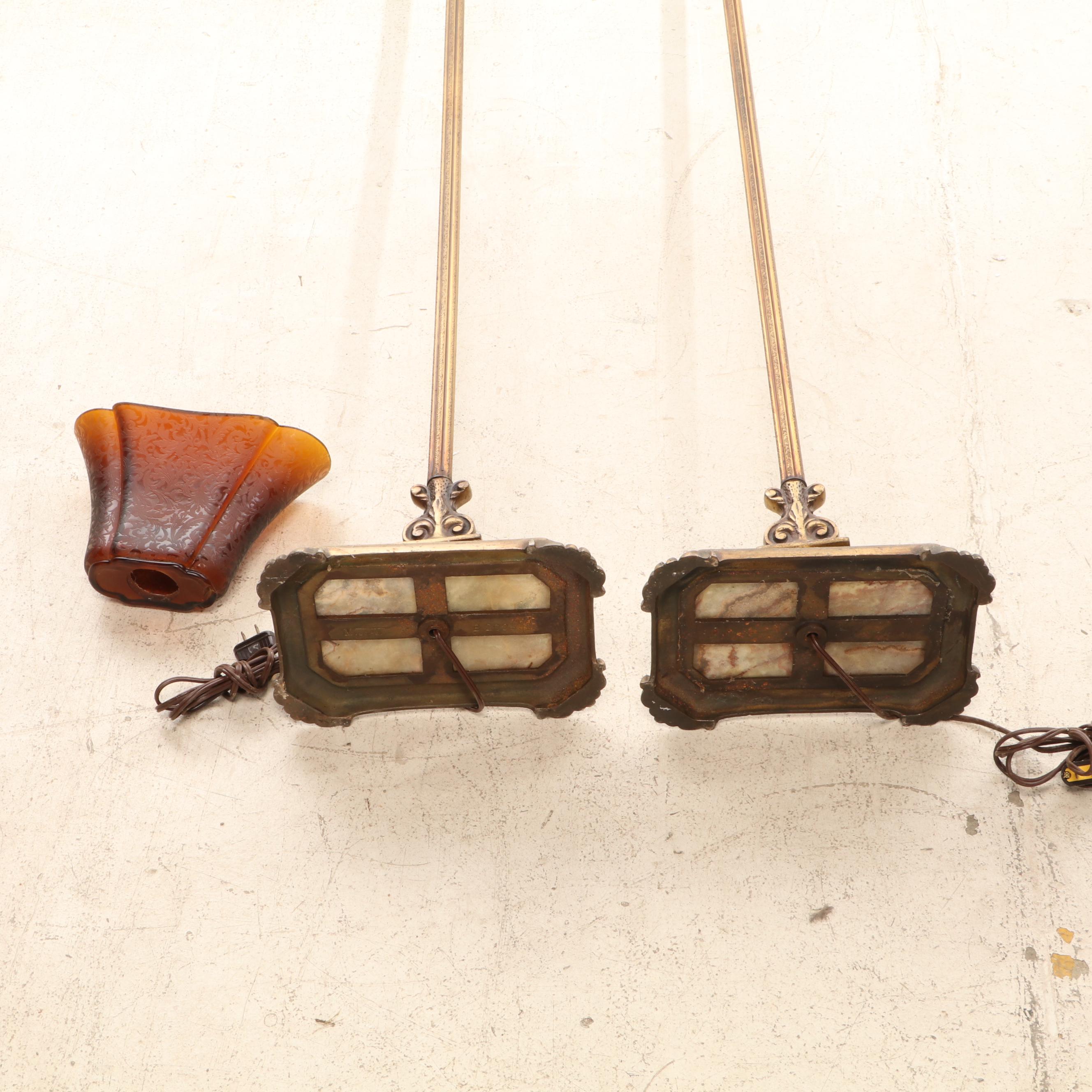 Milcast Late Victorian Style Brass Torchiere Floor Lamps, Early 20th C