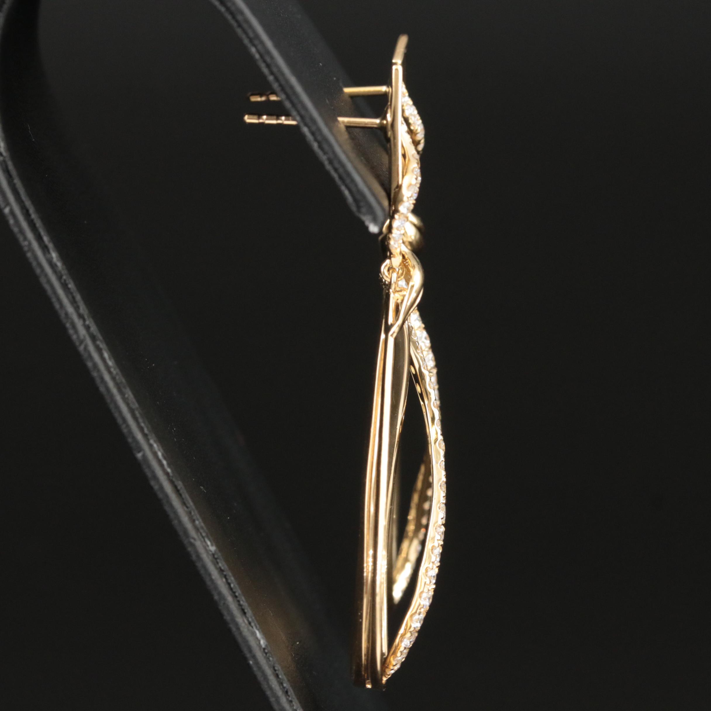 18K 0.96 CTW Diamond Teardrop Ribbon Earrings