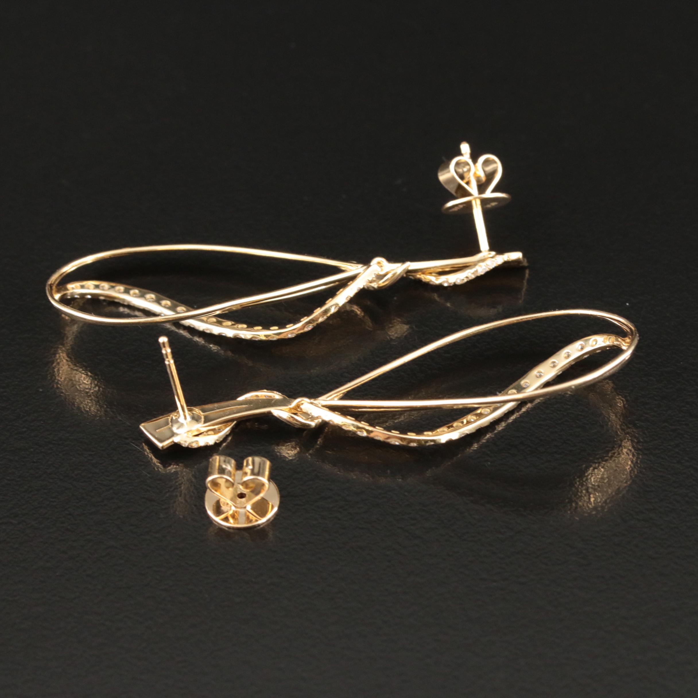 18K 0.96 CTW Diamond Teardrop Ribbon Earrings