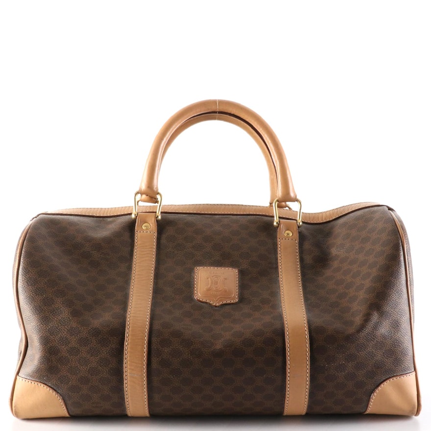 Céline Boston Bag in Macadam Coated Canvas and Leather