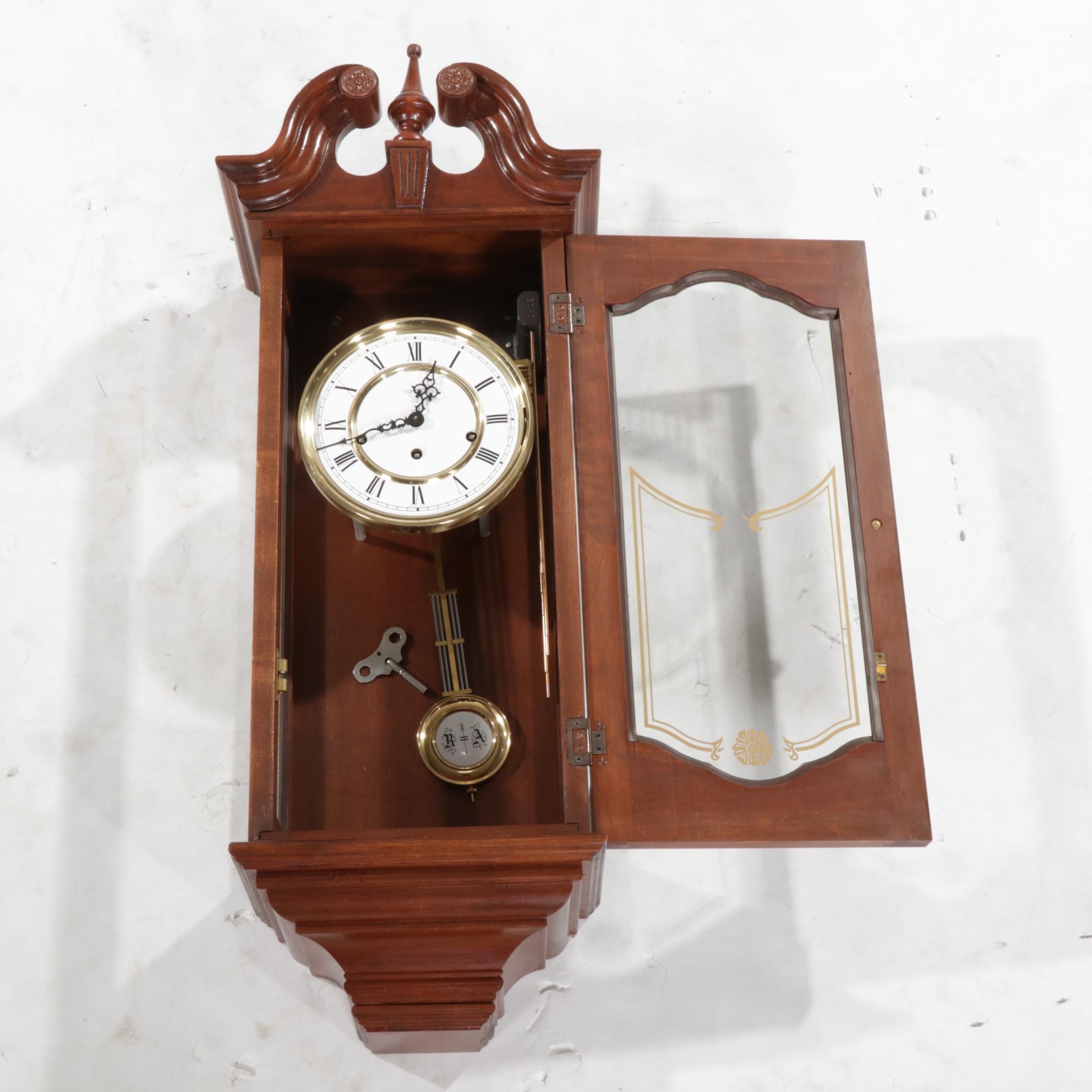 Emperor Federal Style Mahogany Cased Pendulum Wall Clock, Late 20th Century