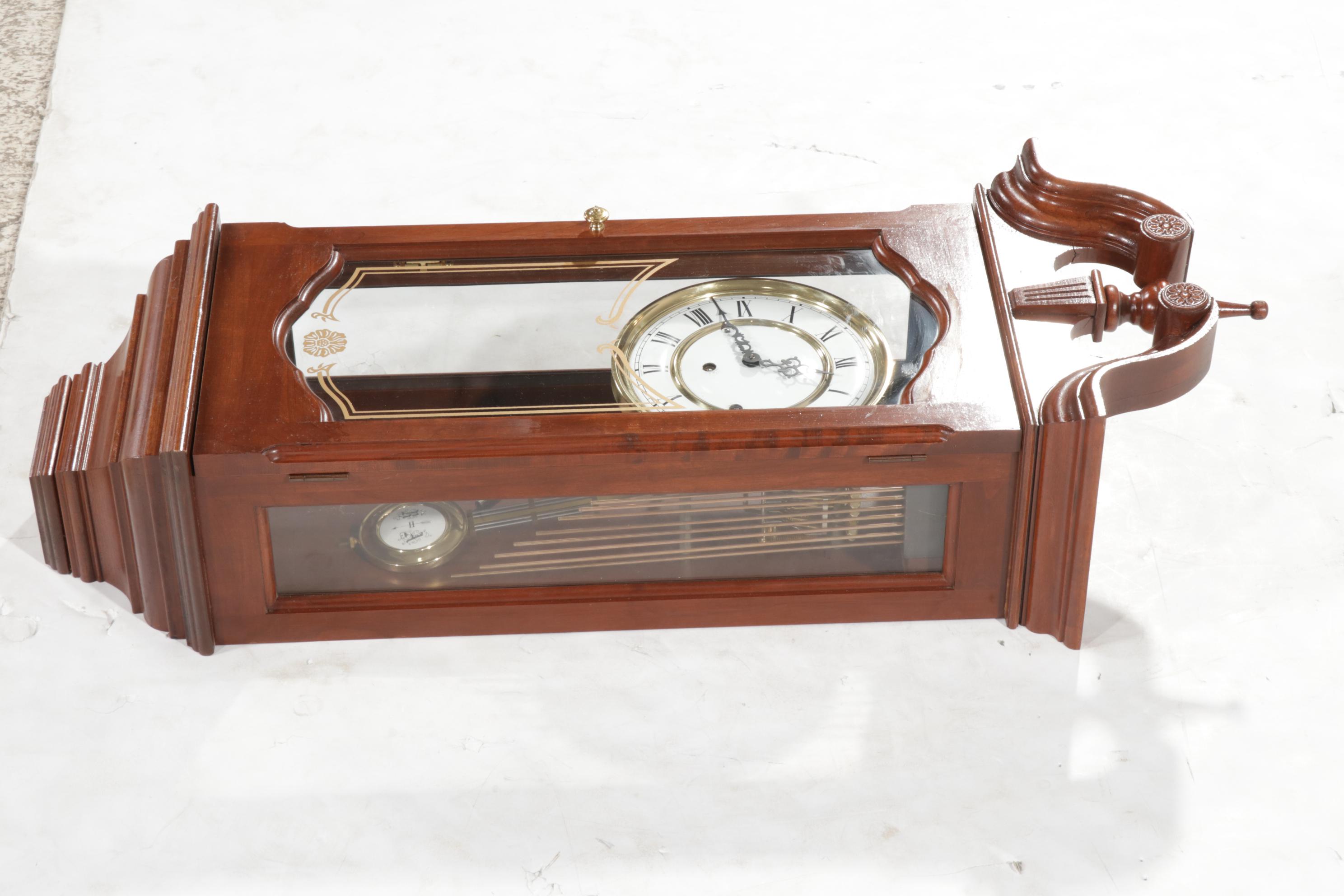 Emperor Federal Style Mahogany Cased Pendulum Wall Clock, Late 20th Century