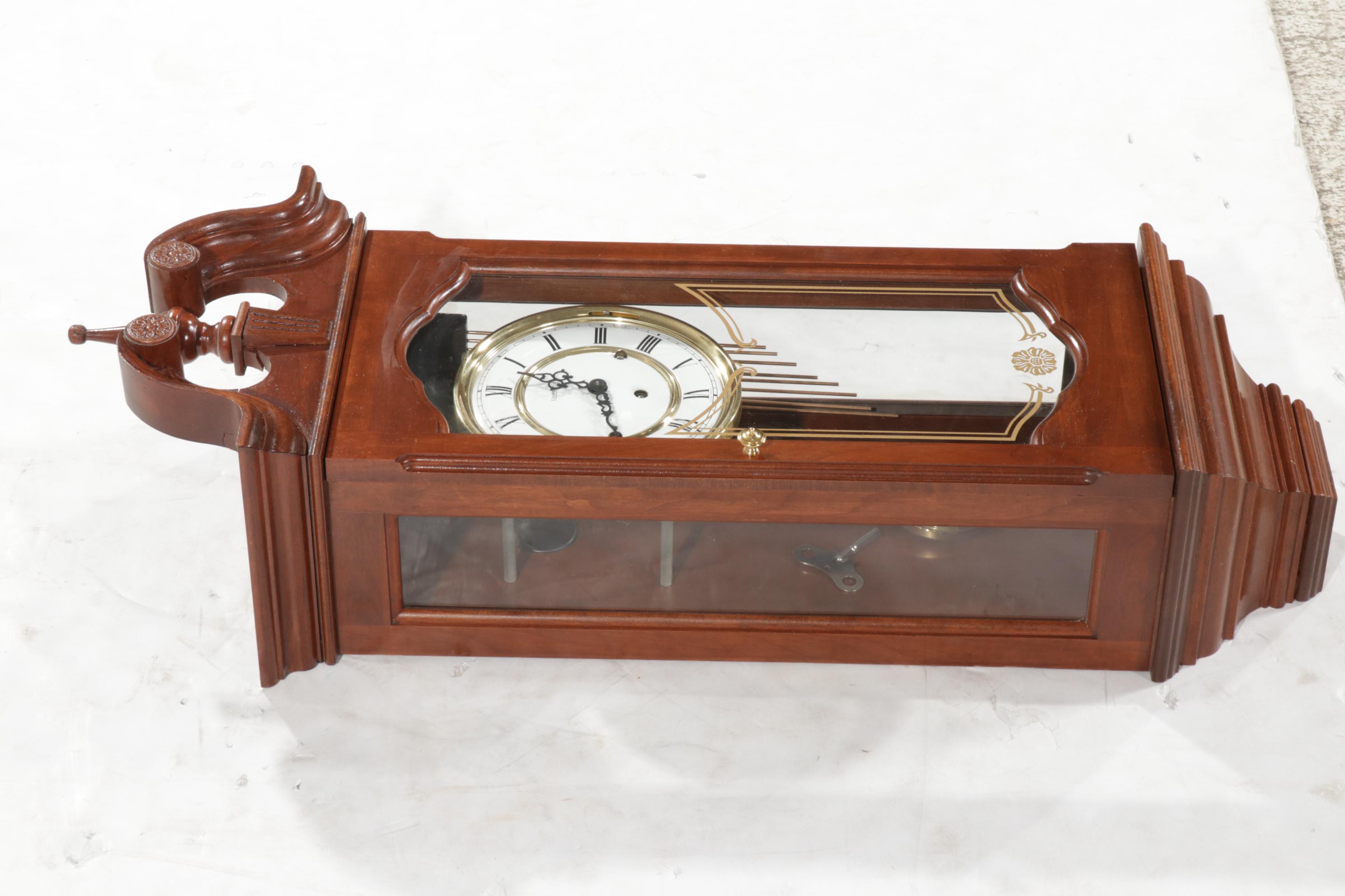 Emperor Federal Style Mahogany Cased Pendulum Wall Clock, Late 20th Century