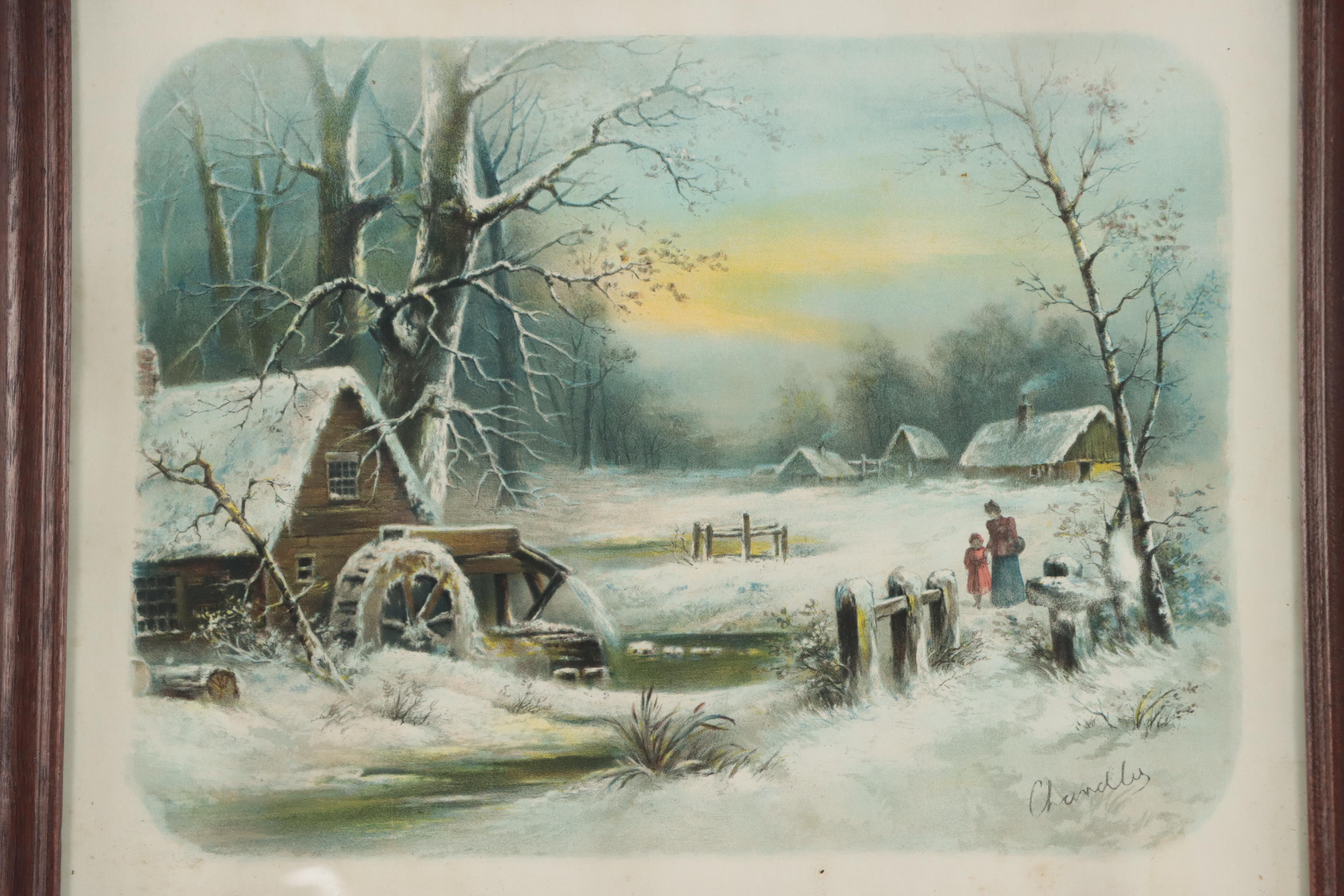 Chandler Color Lithograph "The Old Water Mill"